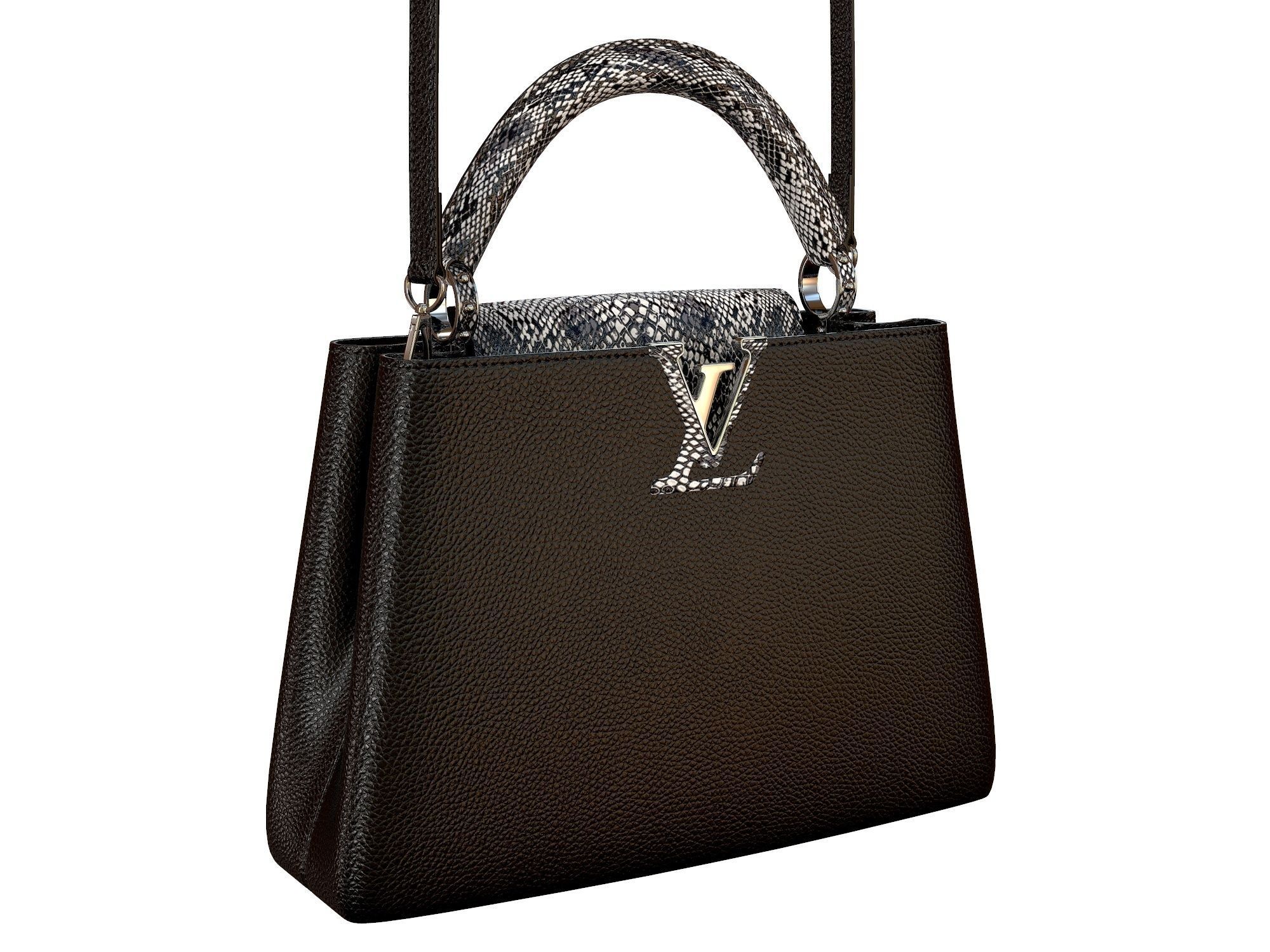 Louis Vuitton bag Capucines BlackWhite Snake Leather 3D model_3