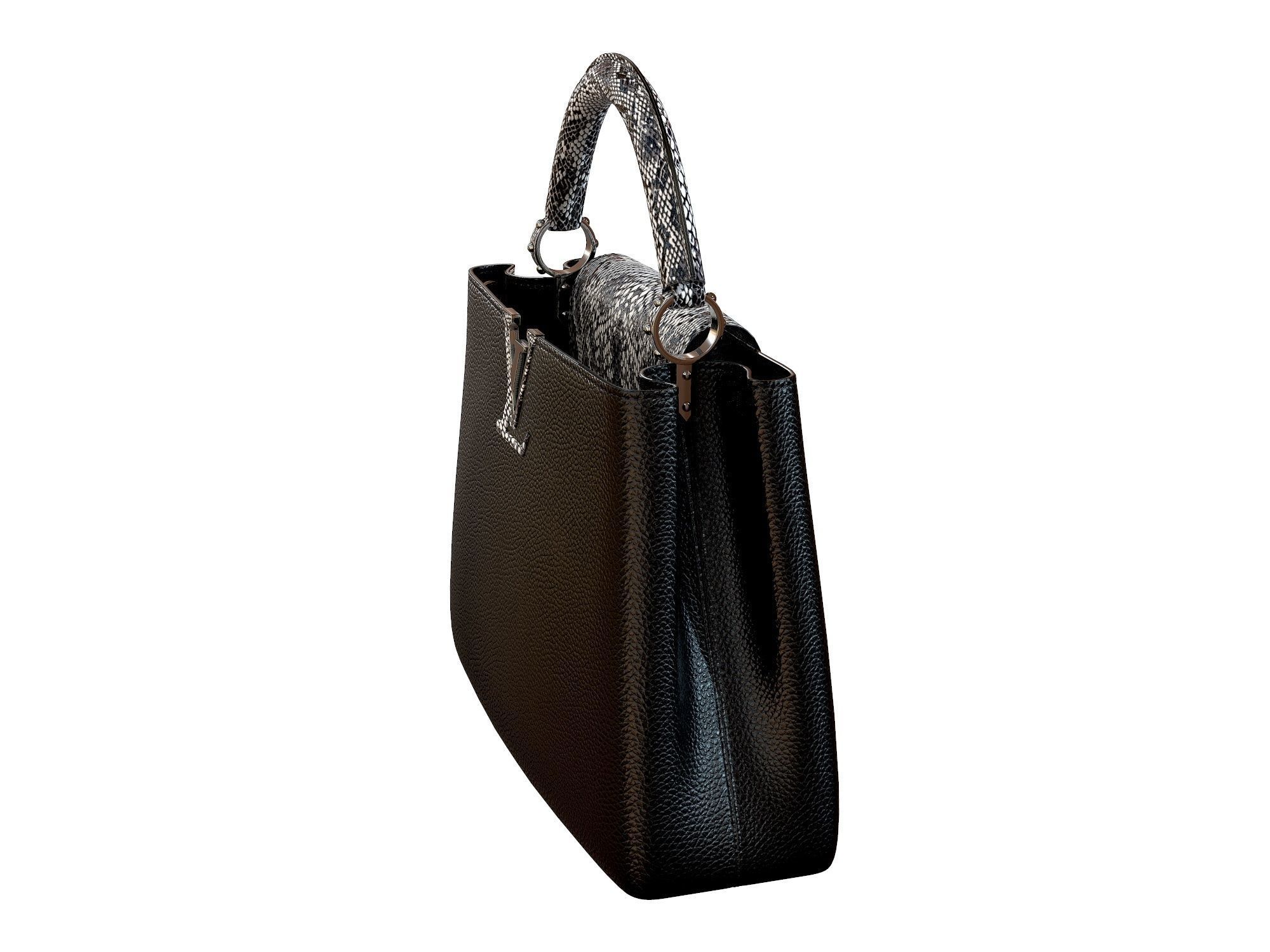 Louis Vuitton bag Capucines BlackWhite Snake Leather 3D model_7