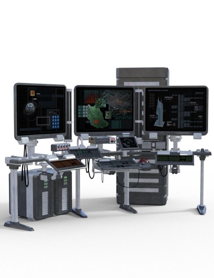Dystopian Console Station  Low-poly 3D model_0