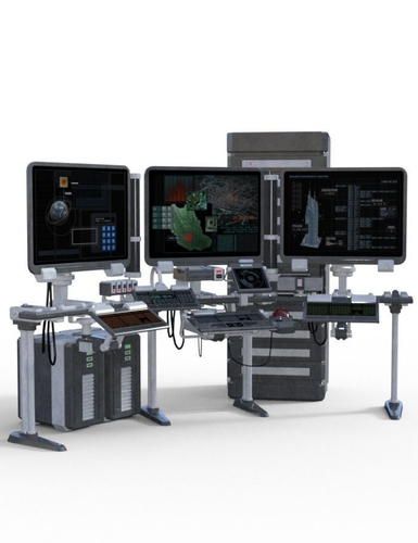 Dystopian Console Station  Low-poly 3D model