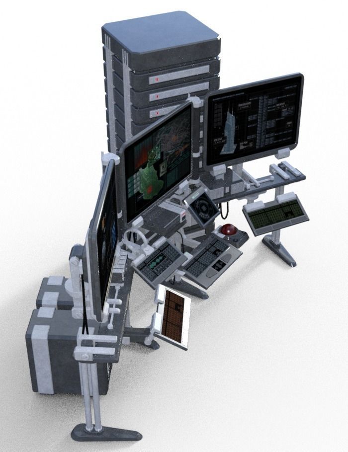 Dystopian Console Station  Low-poly 3D model_1