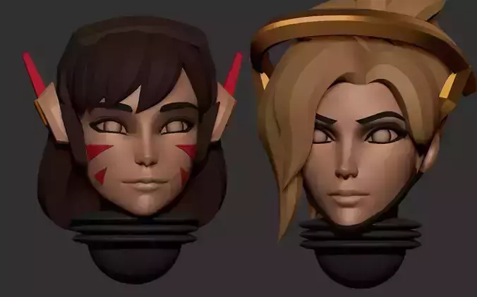 Anime set of Space nuns alternative heads overwatch  3D print model