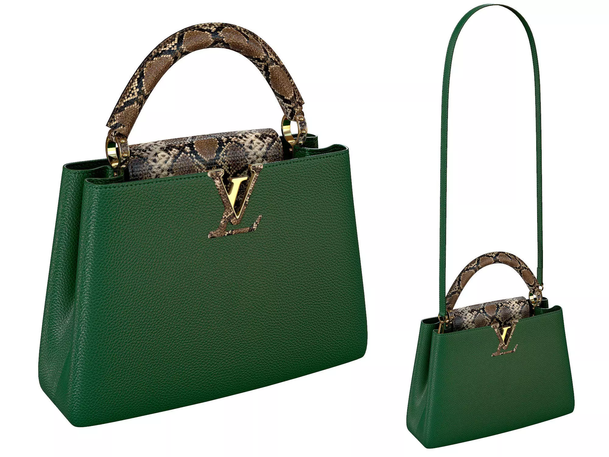 Louis Vuitton bag Capucines Green Snake Leather 3D model_0