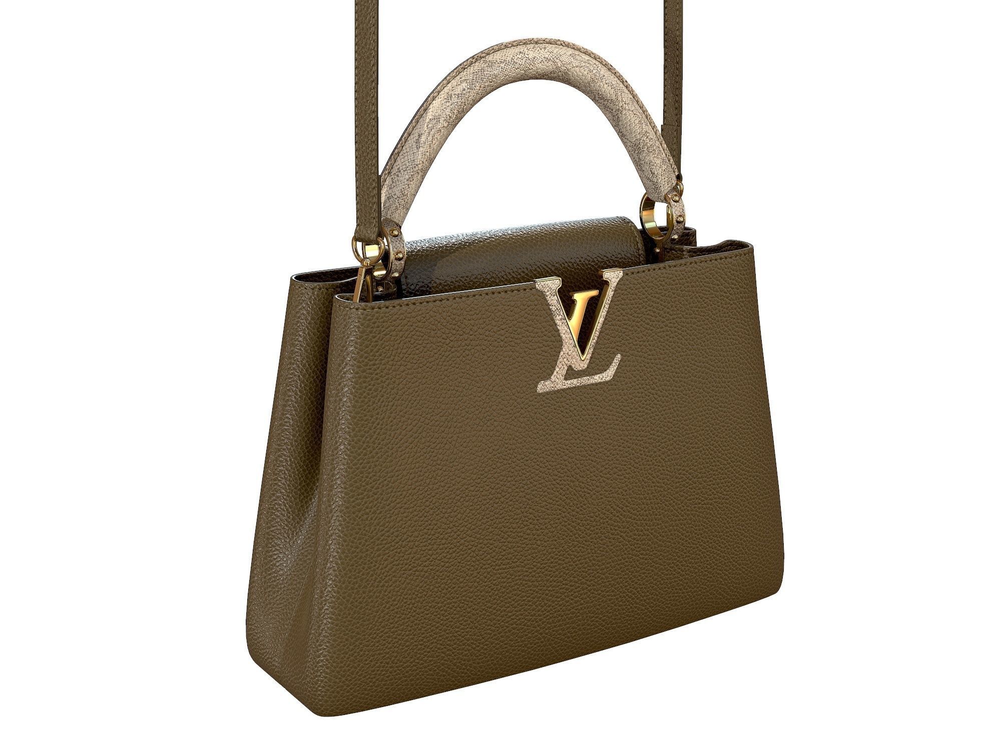 Louis Vuitton bag Capucines Khaki Snake Leather 3D model_2