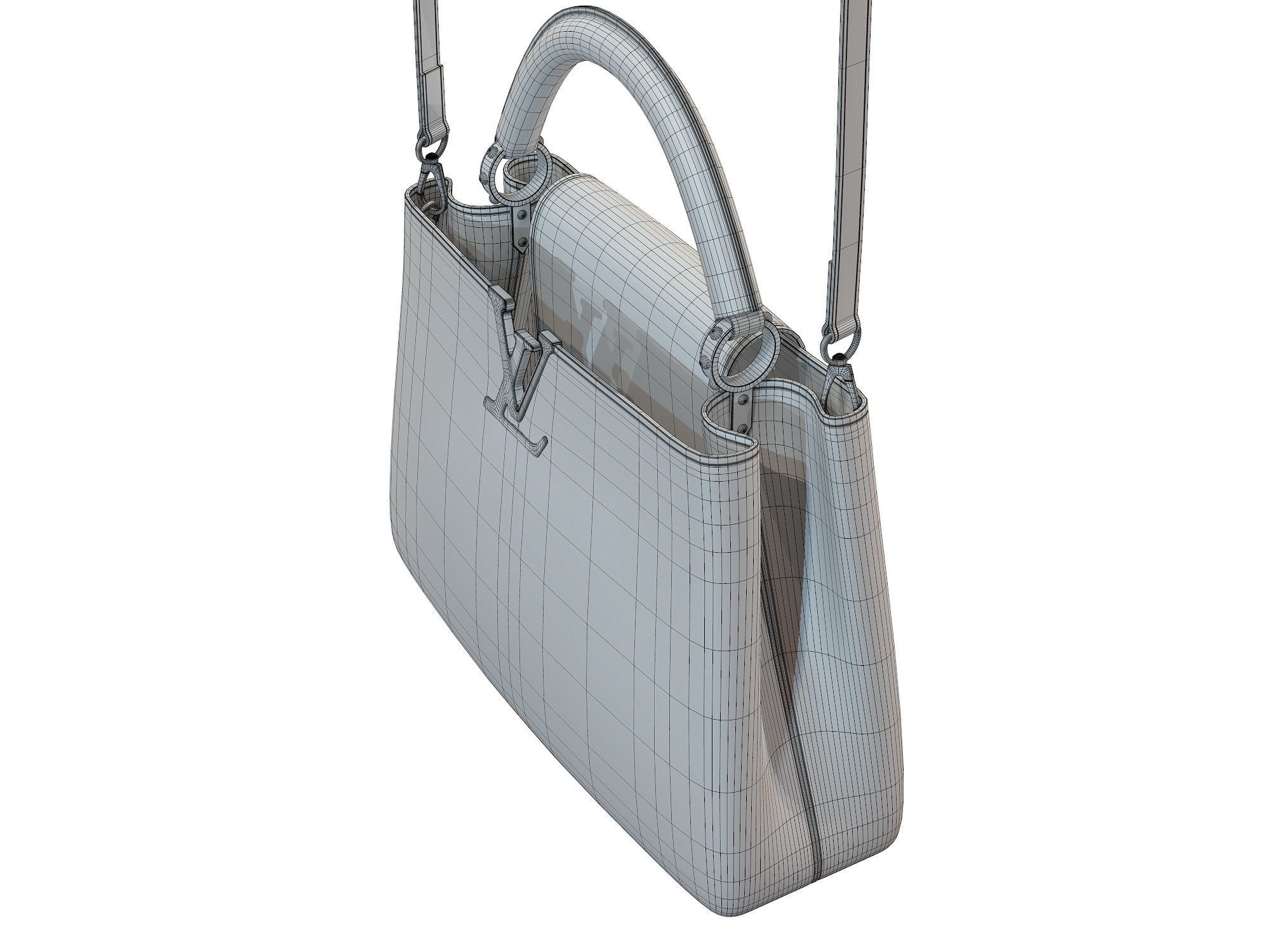 Louis Vuitton bag Capucines Khaki Snake Leather 3D model_13