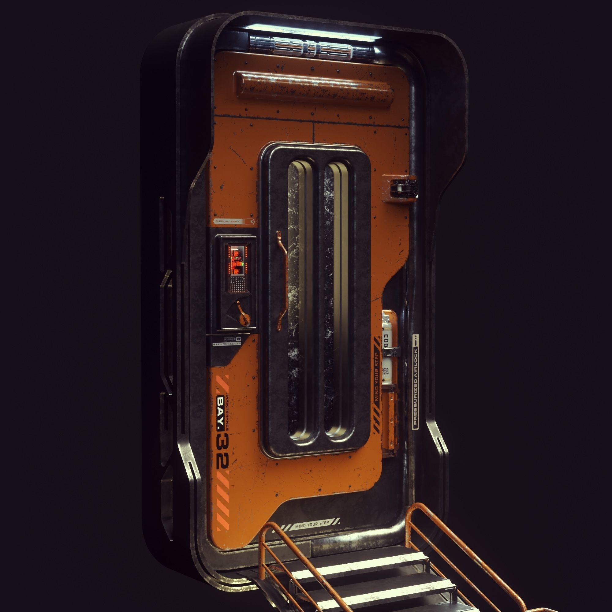 Scifi Space Colony Door 3D model_3