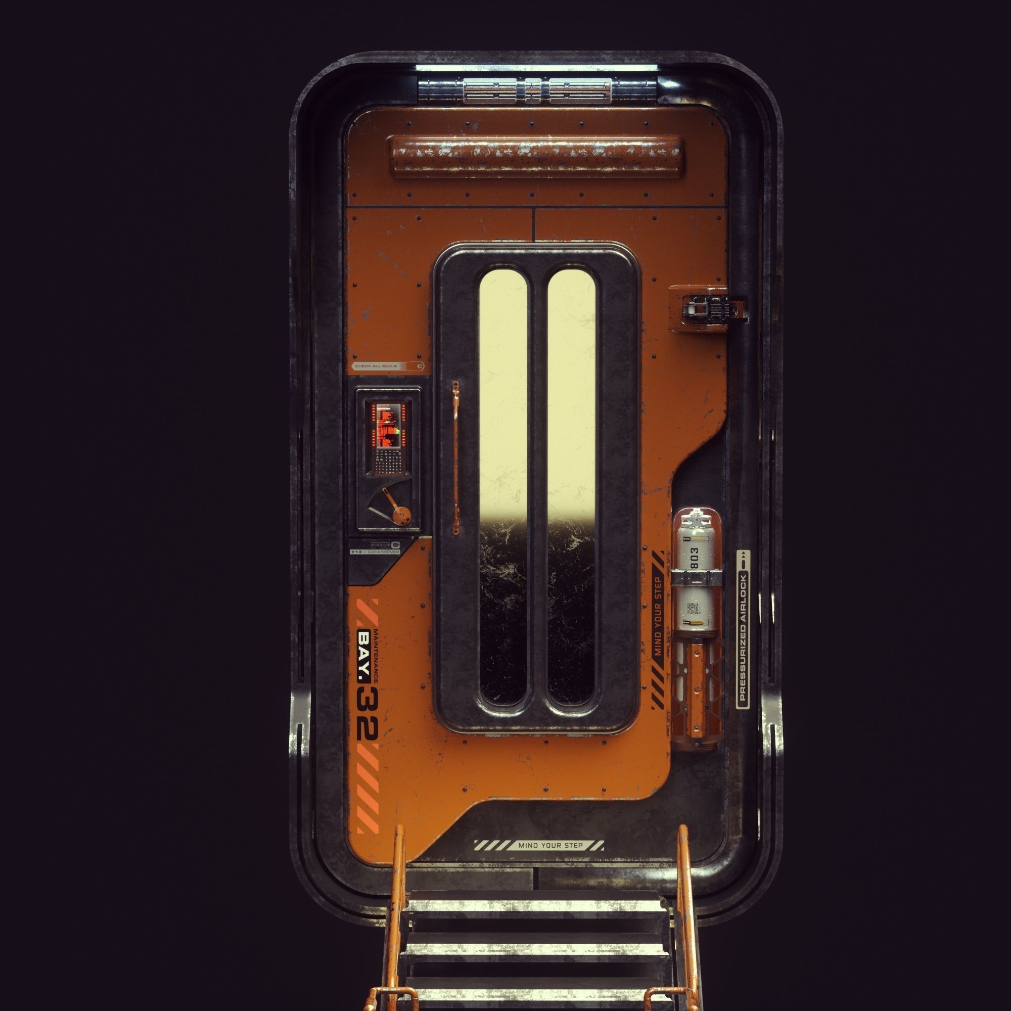 Scifi Space Colony Door 3D model_6
