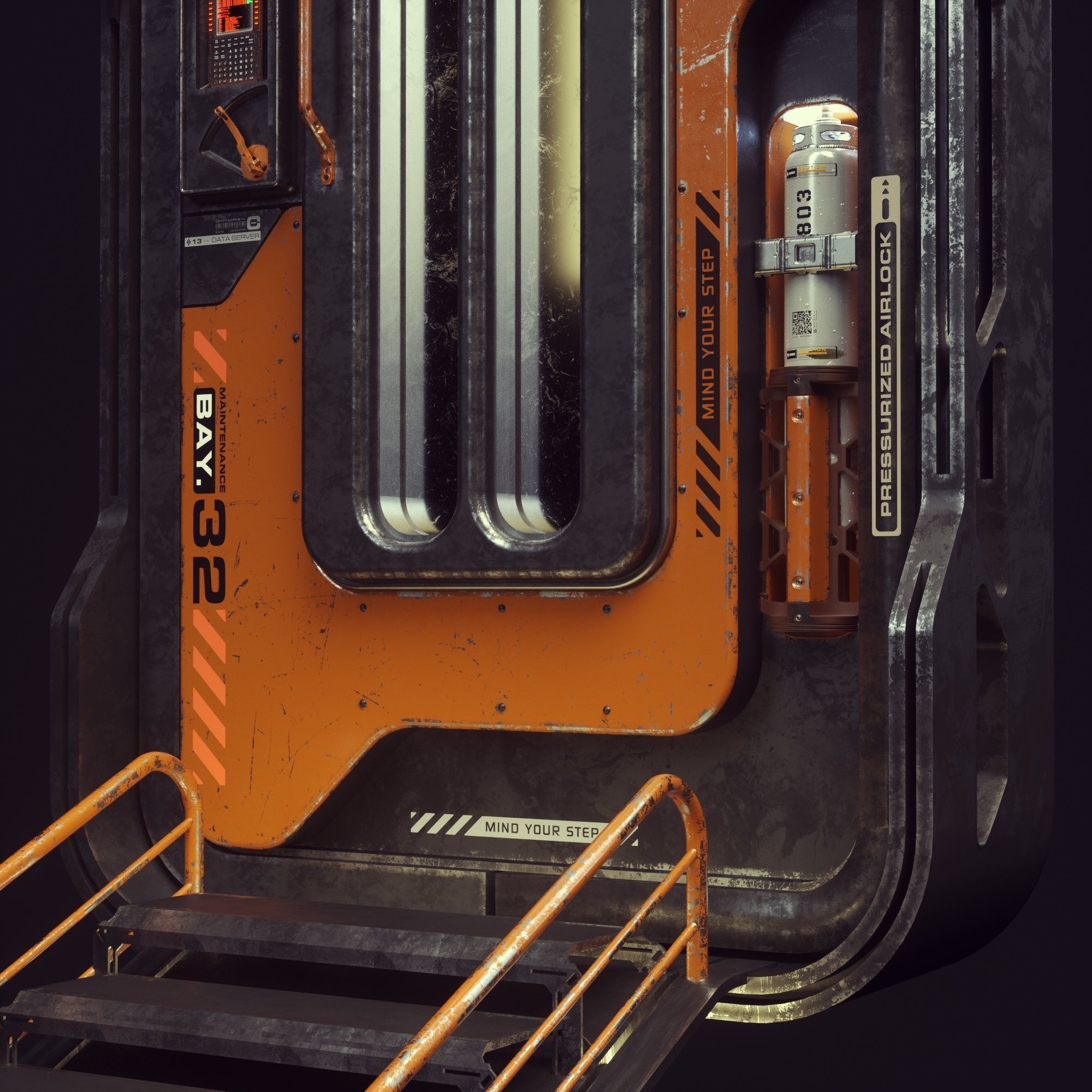 Scifi Space Colony Door 3D model_4