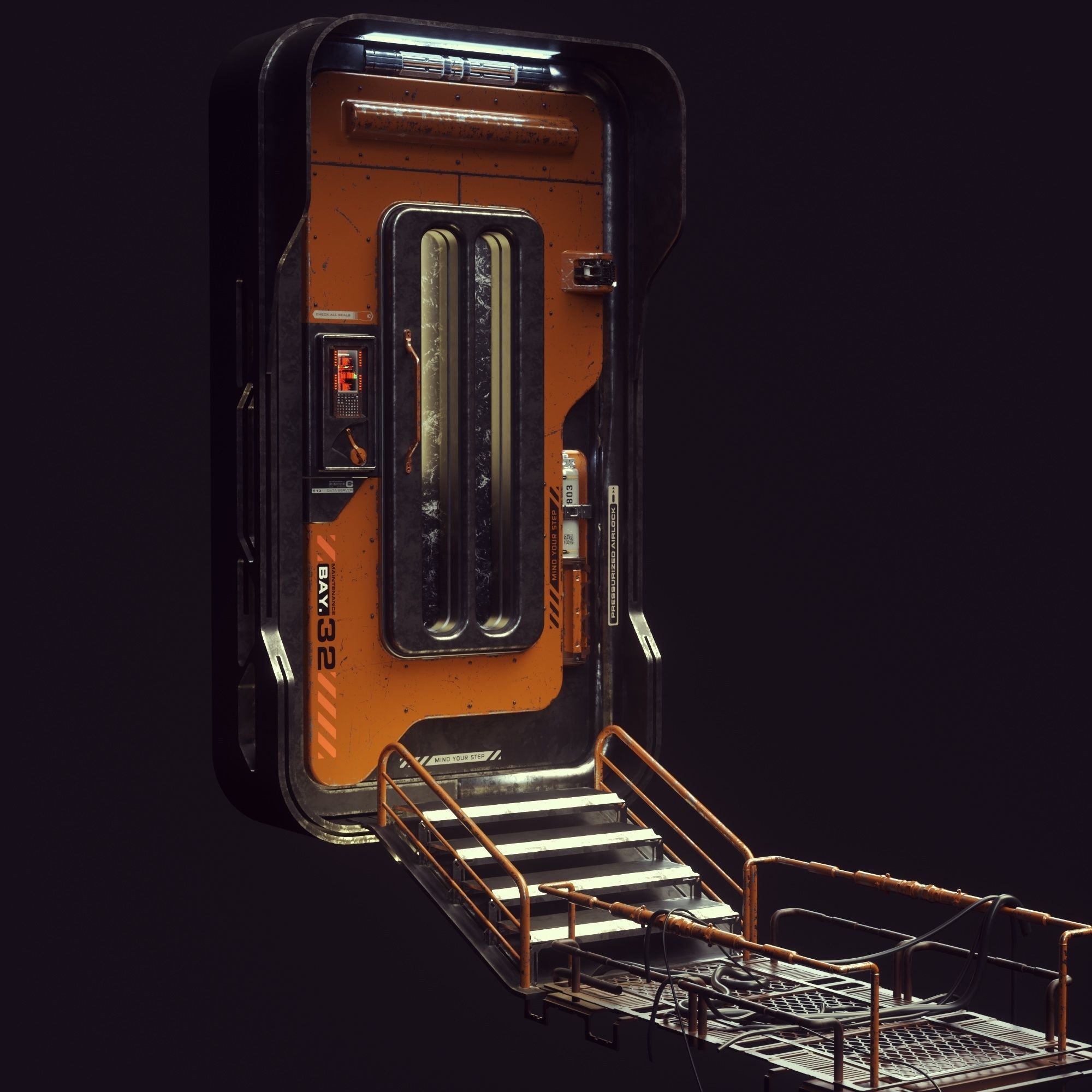 Scifi Space Colony Door 3D model_1