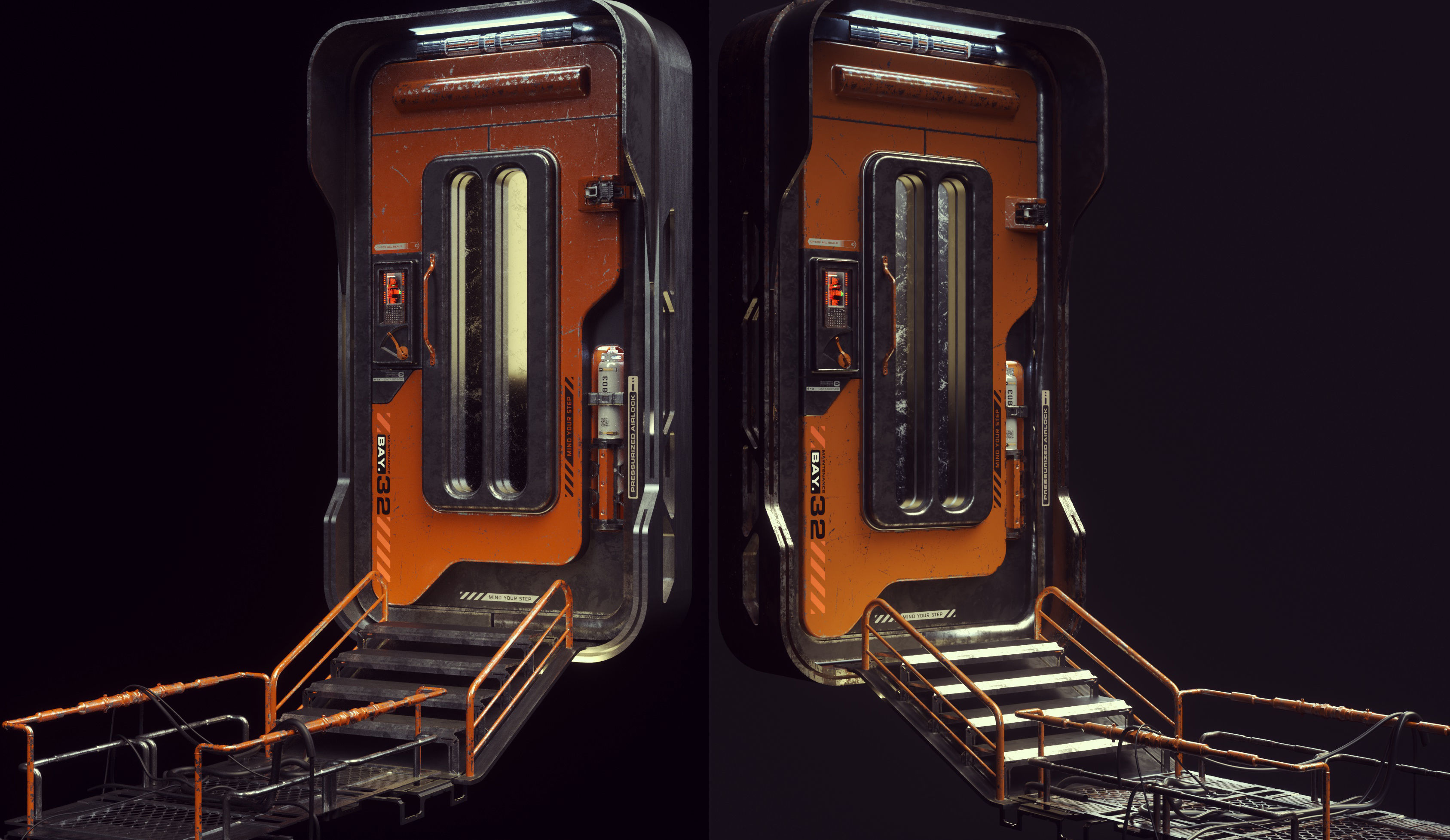 Scifi Space Colony Door 3D model_2