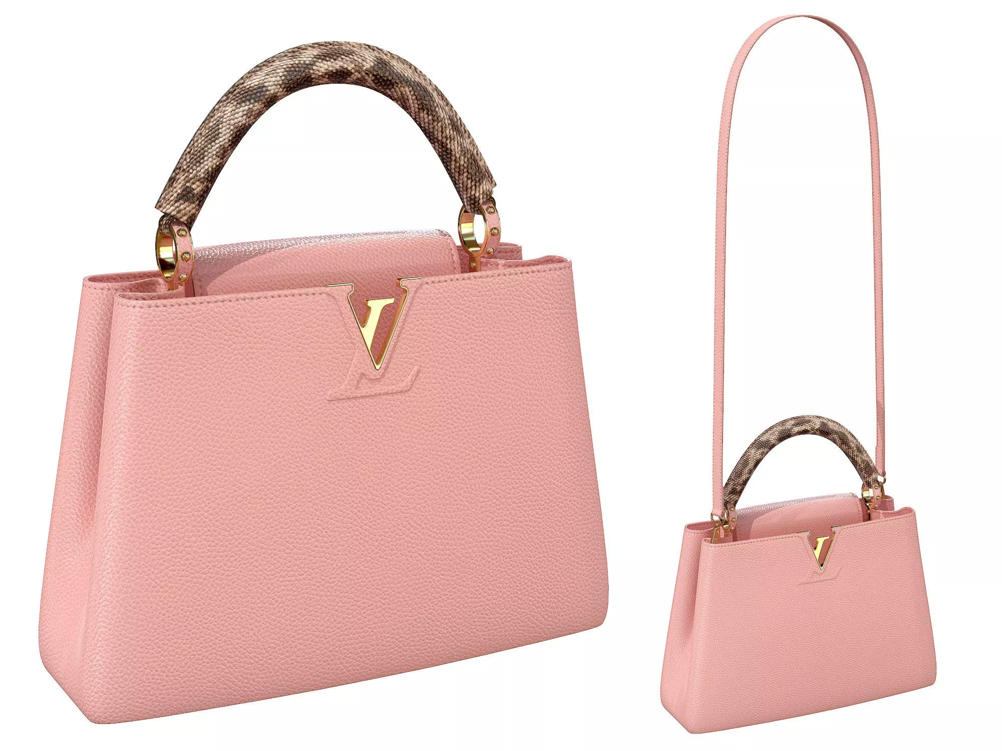 Louis Vuitton bag Capucines Pink Snake Leather 3D model_0