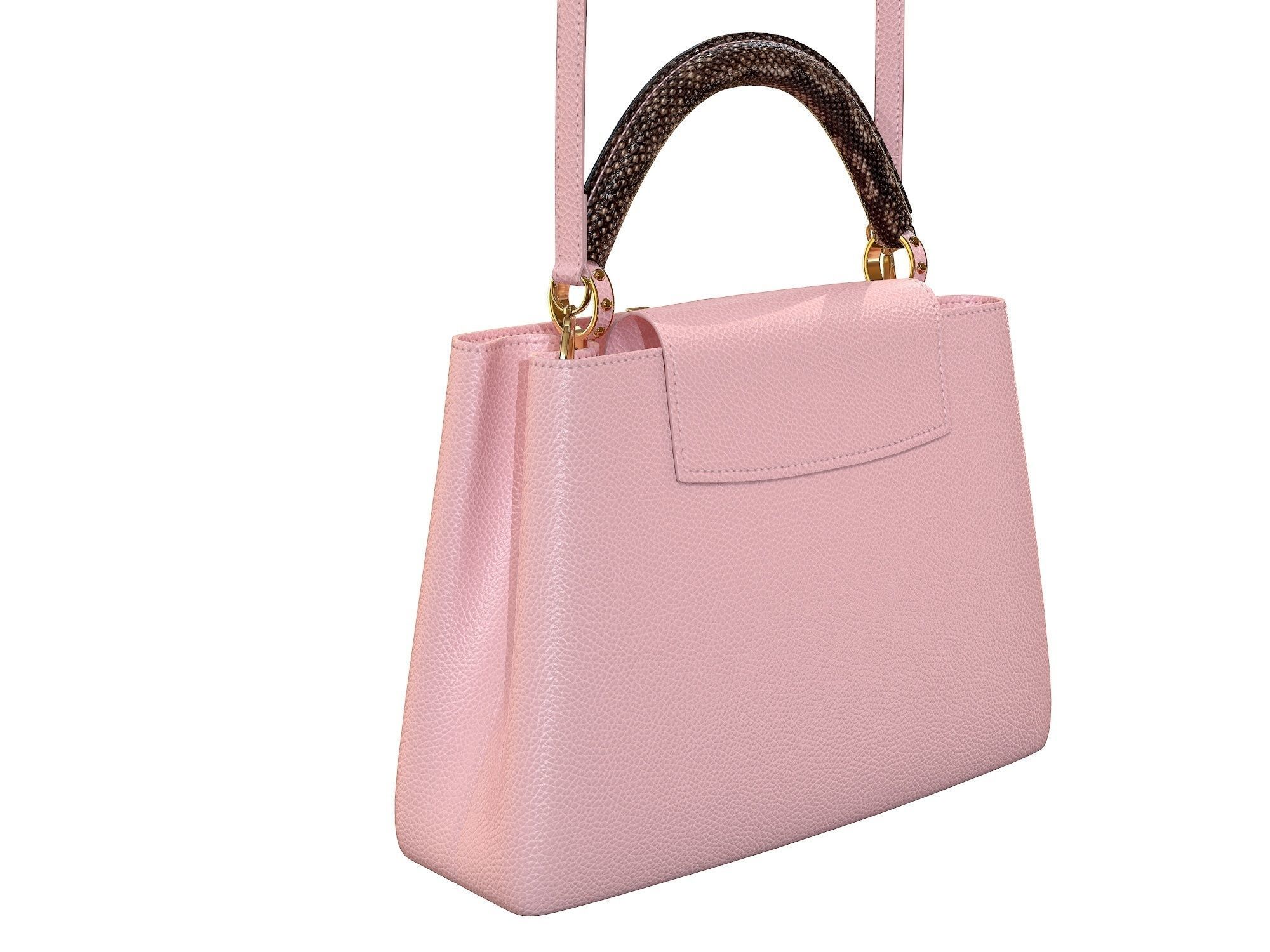 Louis Vuitton bag Capucines Pink Snake Leather 3D model_5