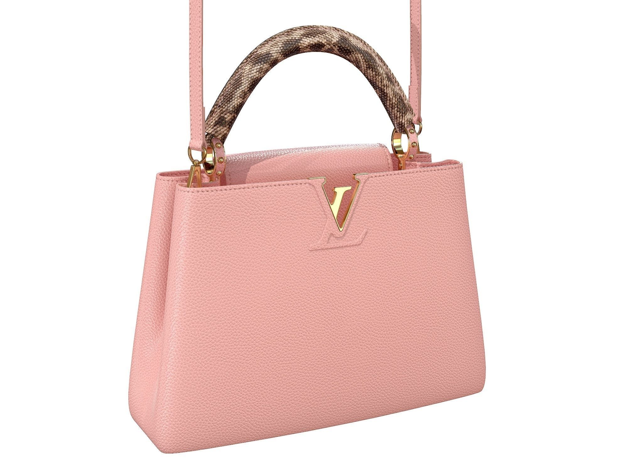 Louis Vuitton bag Capucines Pink Snake Leather 3D model_2