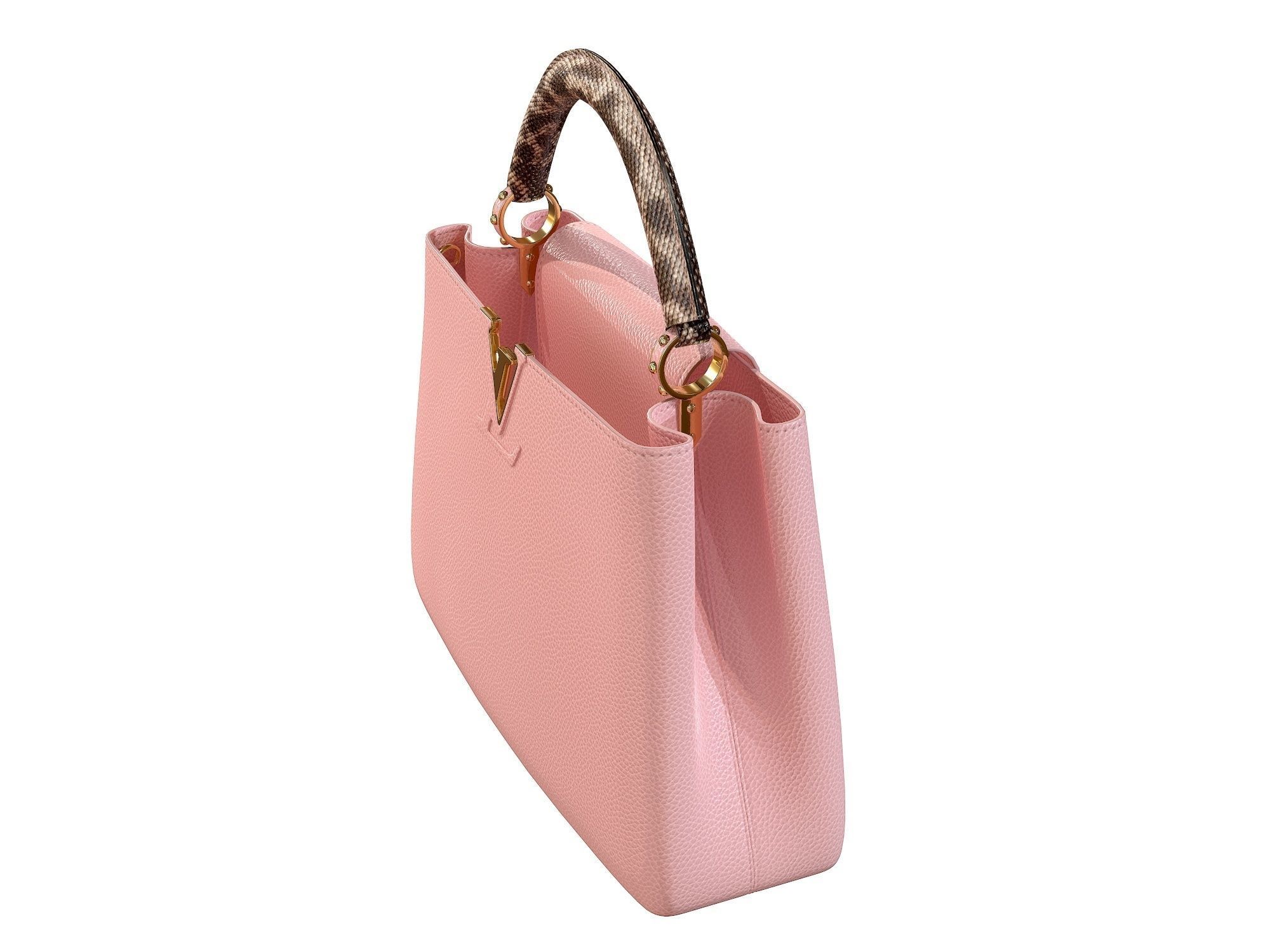 Louis Vuitton bag Capucines Pink Snake Leather 3D model_7