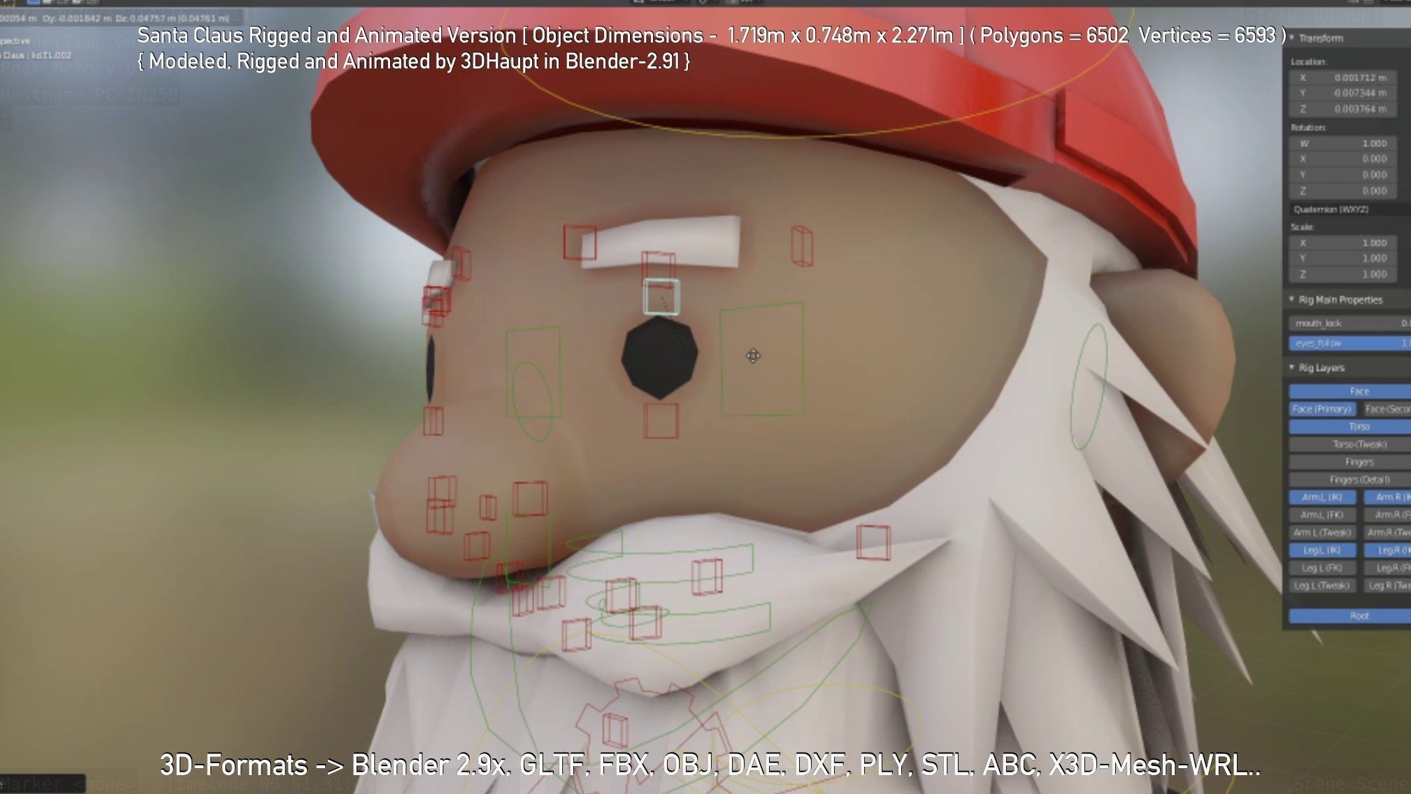 Rigged Santa Claus Low-poly 3D model_29