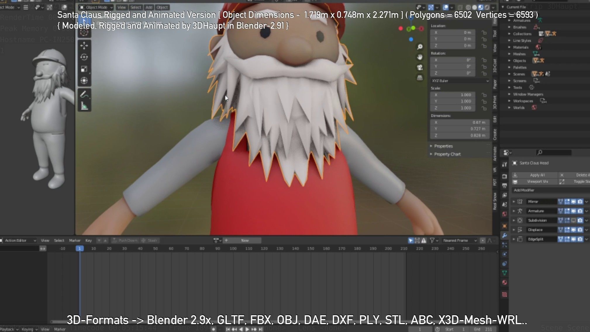 Rigged Santa Claus Low-poly 3D model_22