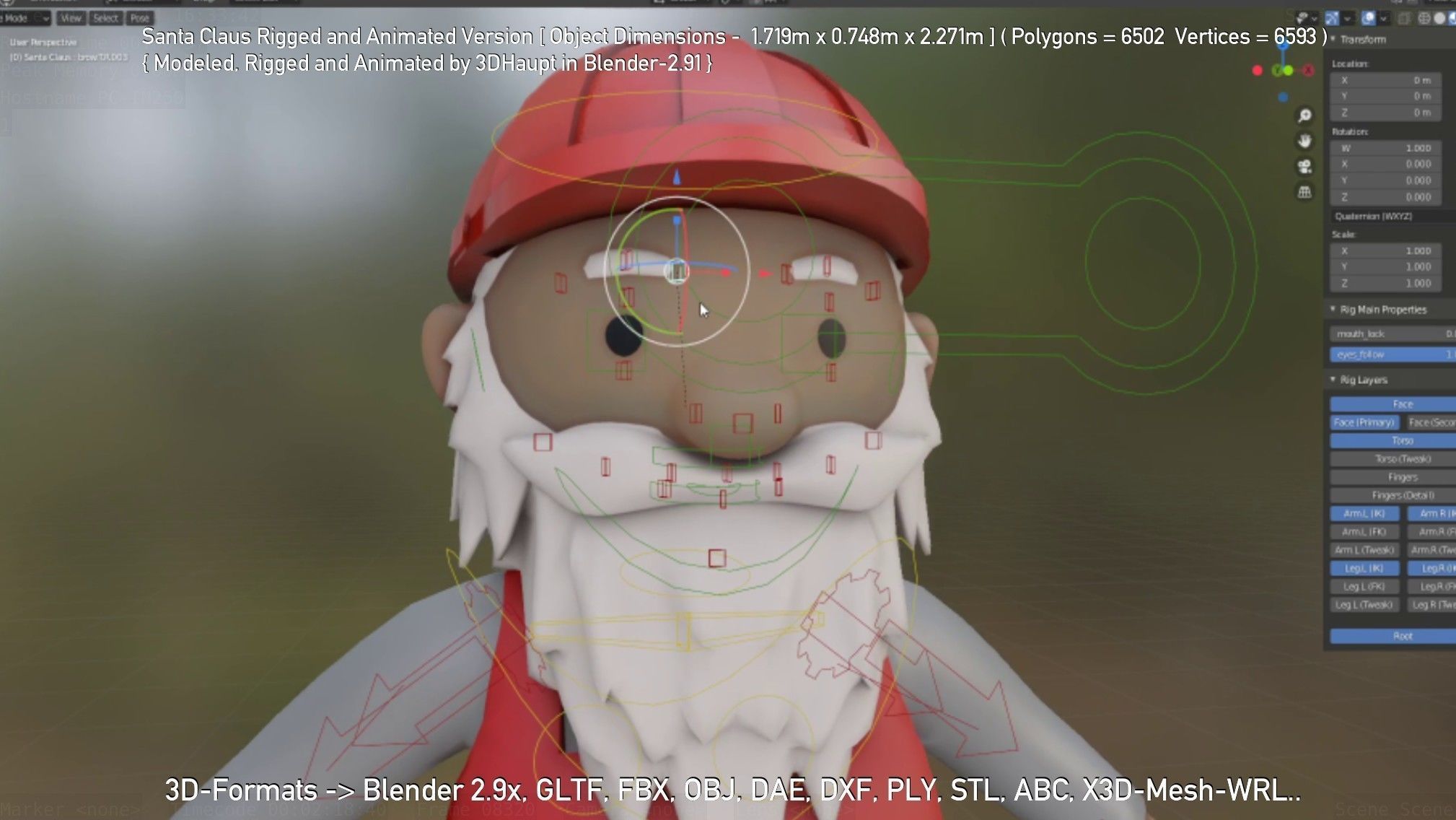 Rigged Santa Claus Low-poly 3D model_120