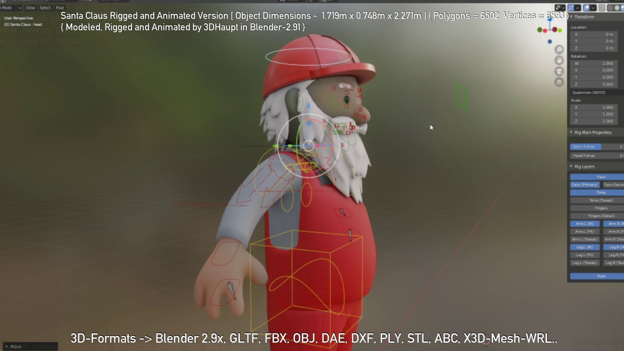 Rigged Santa Claus Low-poly 3D model_9