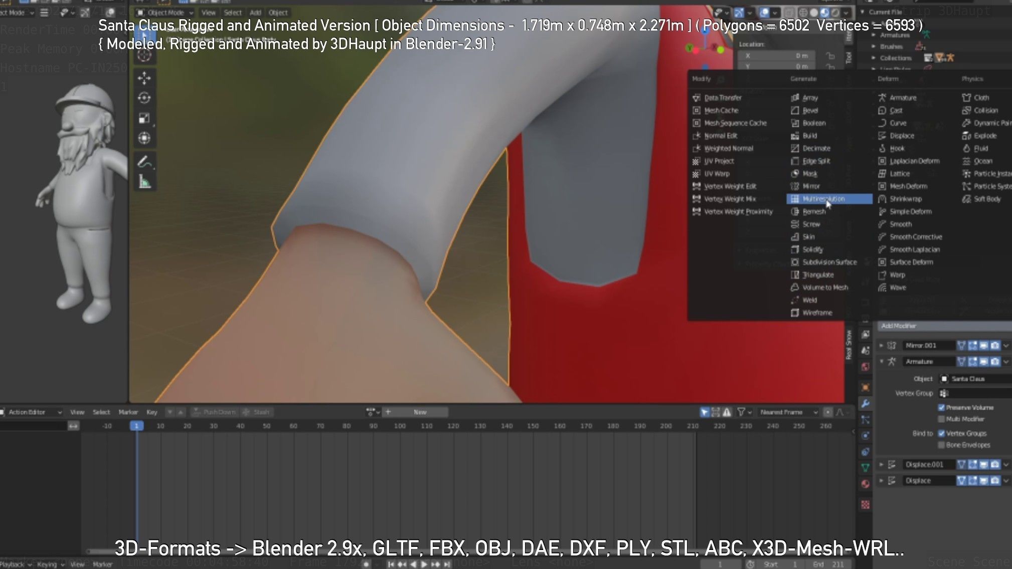 Rigged Santa Claus Low-poly 3D model_71