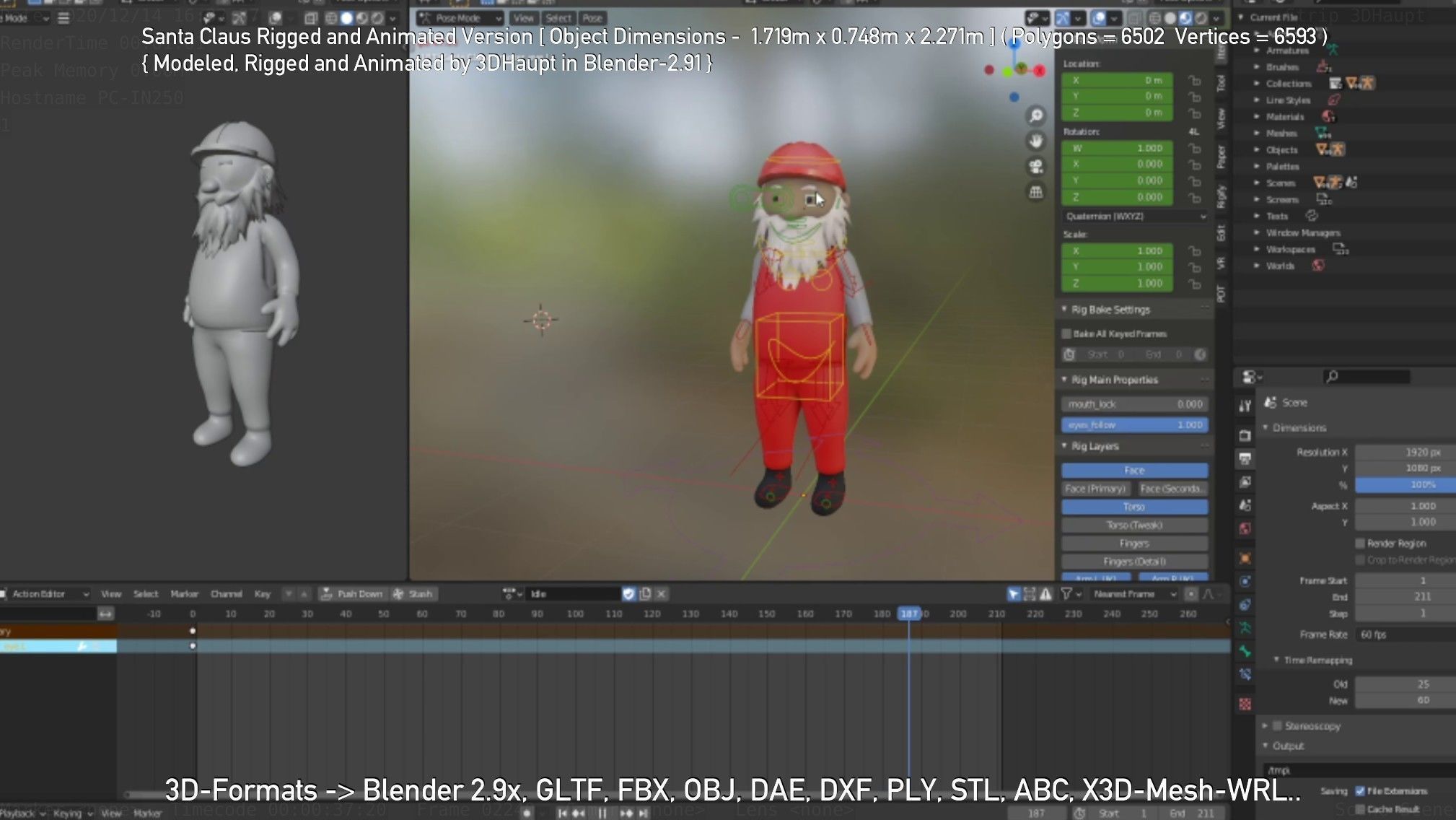 Rigged Santa Claus Low-poly 3D model_54