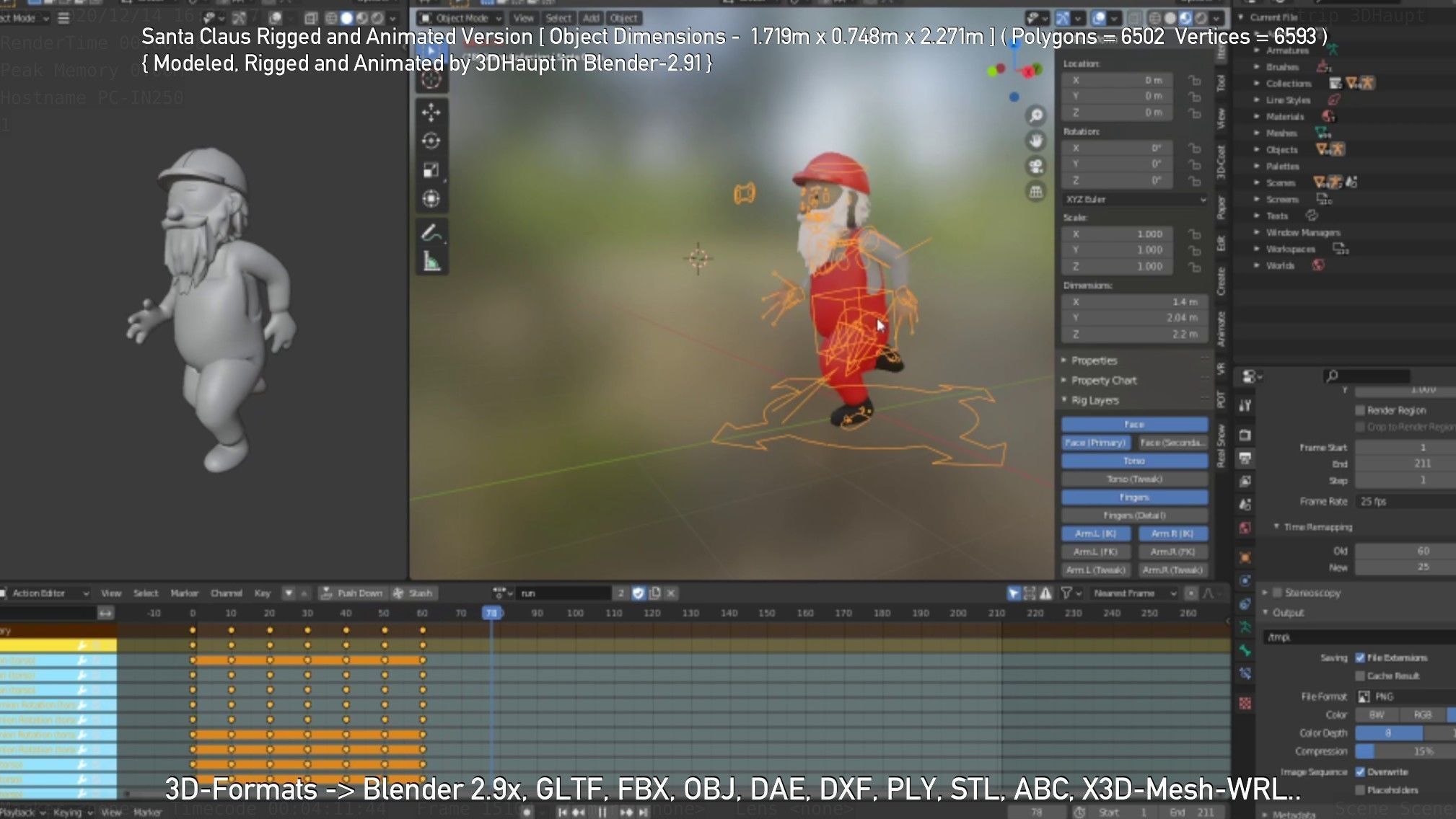 Rigged Santa Claus Low-poly 3D model_62