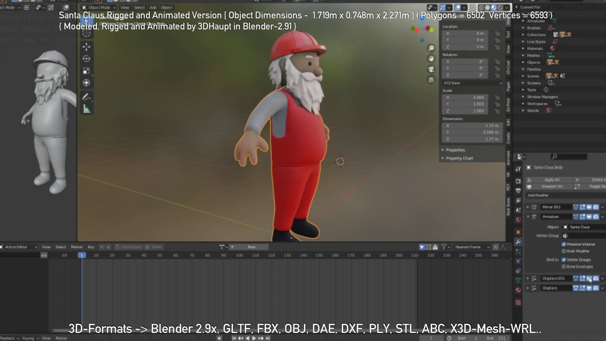 Rigged Santa Claus Low-poly 3D model_69
