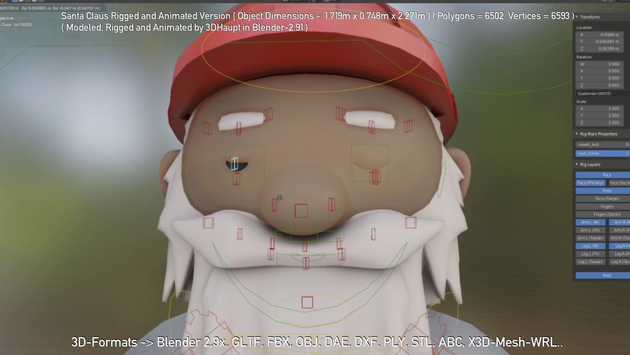 Rigged Santa Claus Low-poly 3D model_38