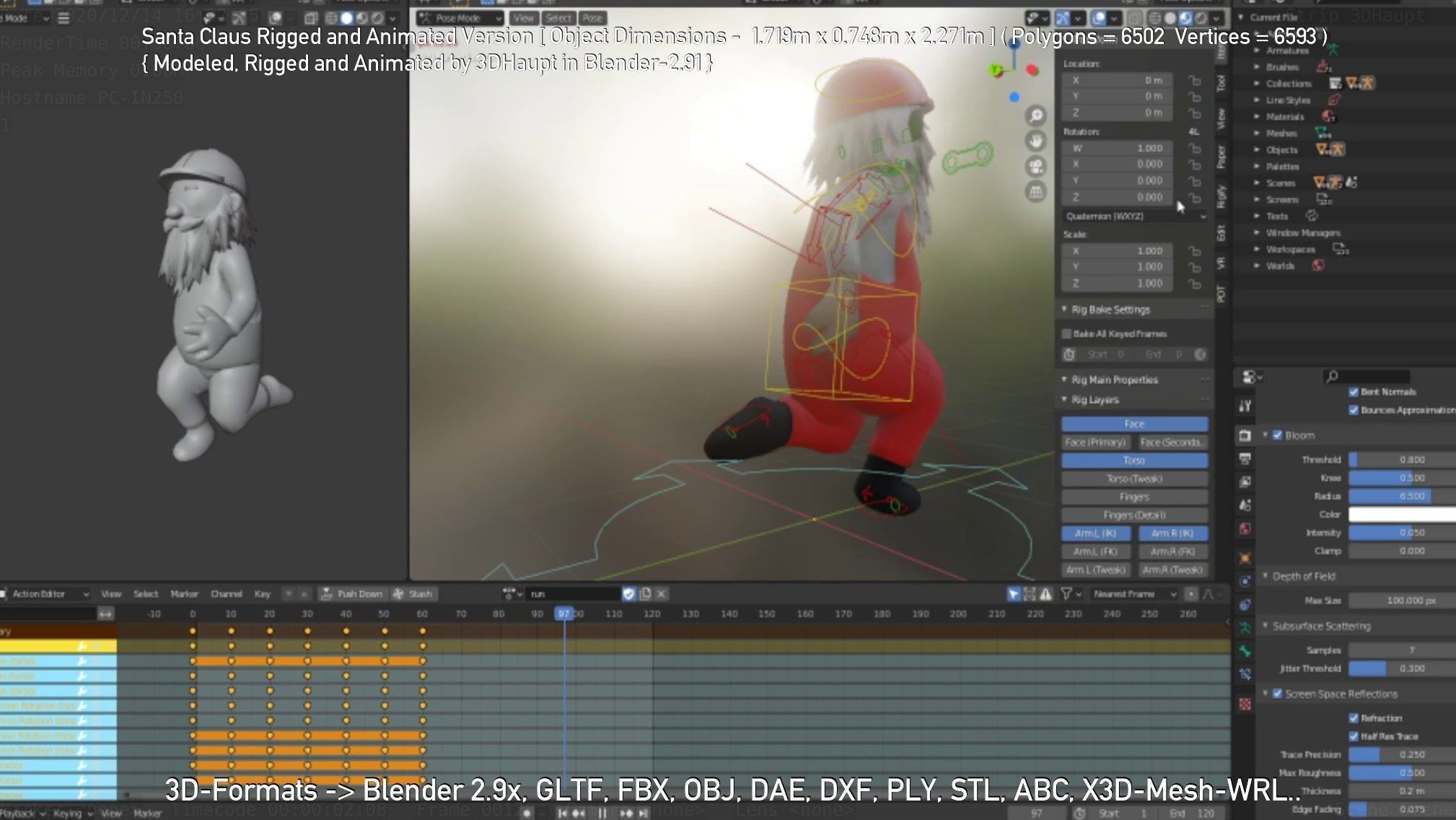 Rigged Santa Claus Low-poly 3D model_75