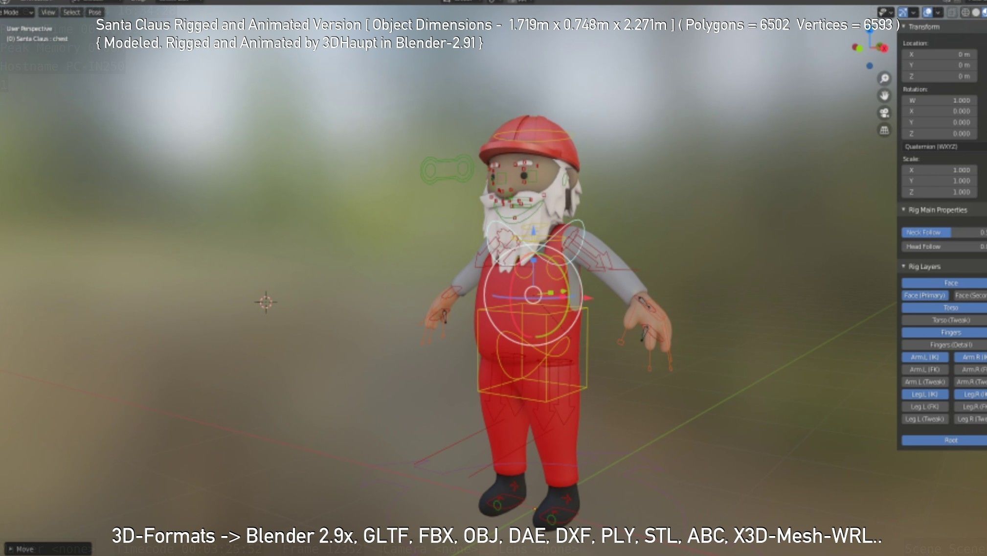 Rigged Santa Claus Low-poly 3D model_53