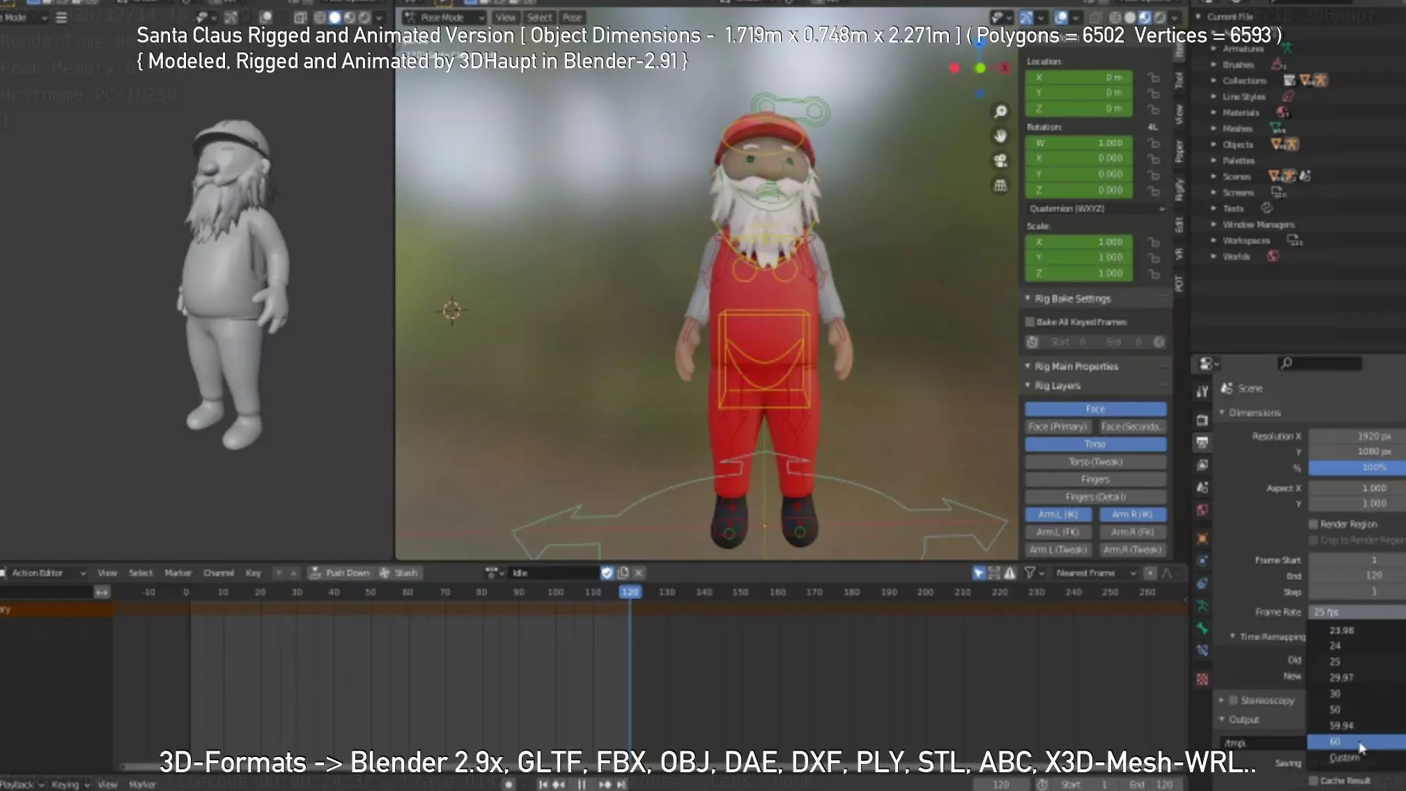 Rigged Santa Claus Low-poly 3D model_0