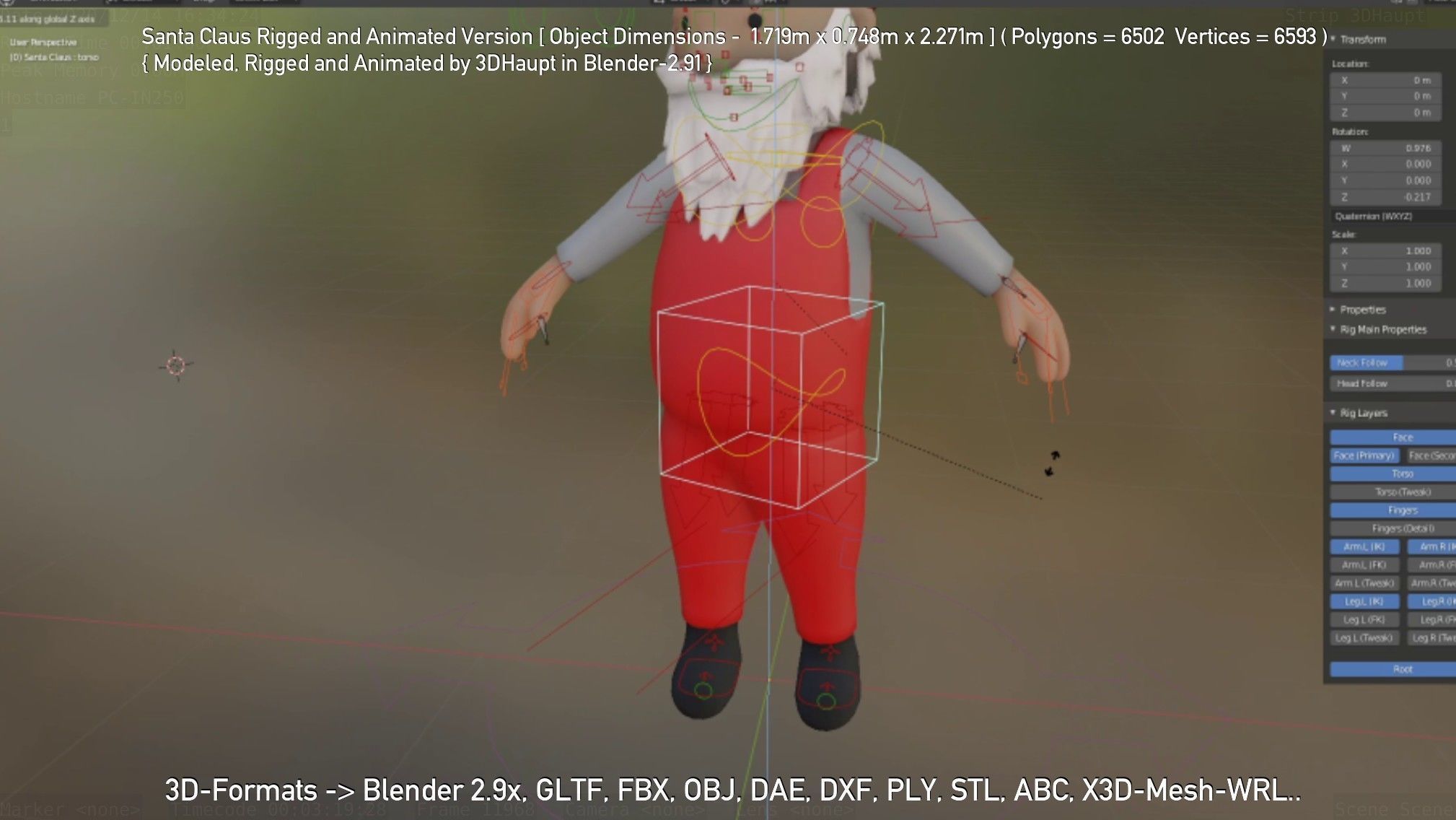 Rigged Santa Claus Low-poly 3D model_133