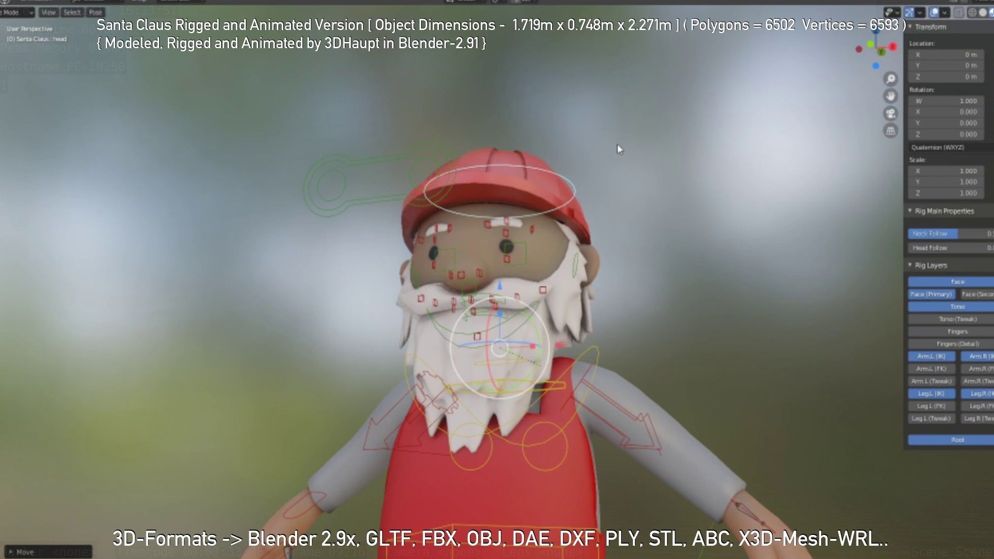 Rigged Santa Claus Low-poly 3D model_45