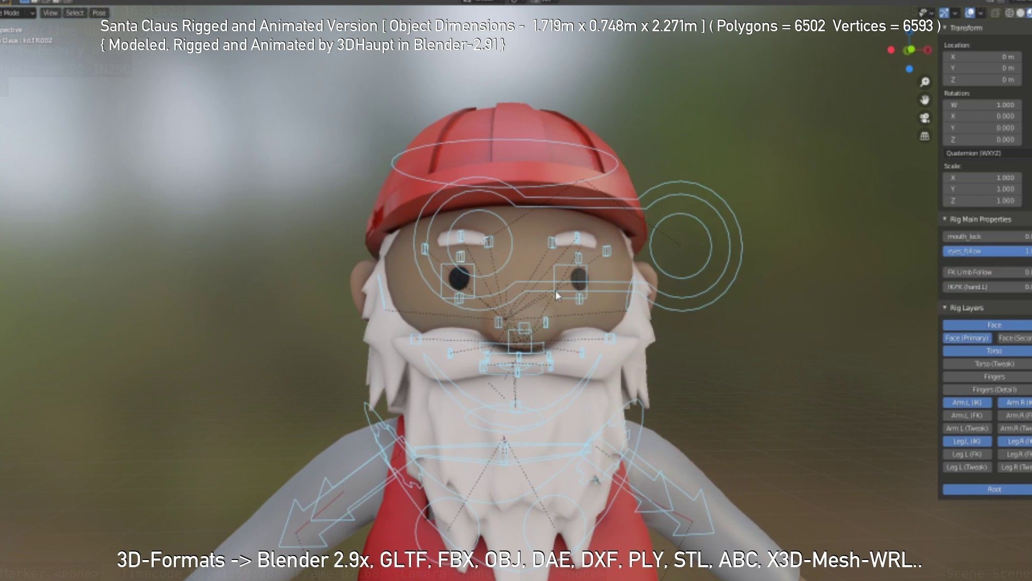 Rigged Santa Claus Low-poly 3D model_39