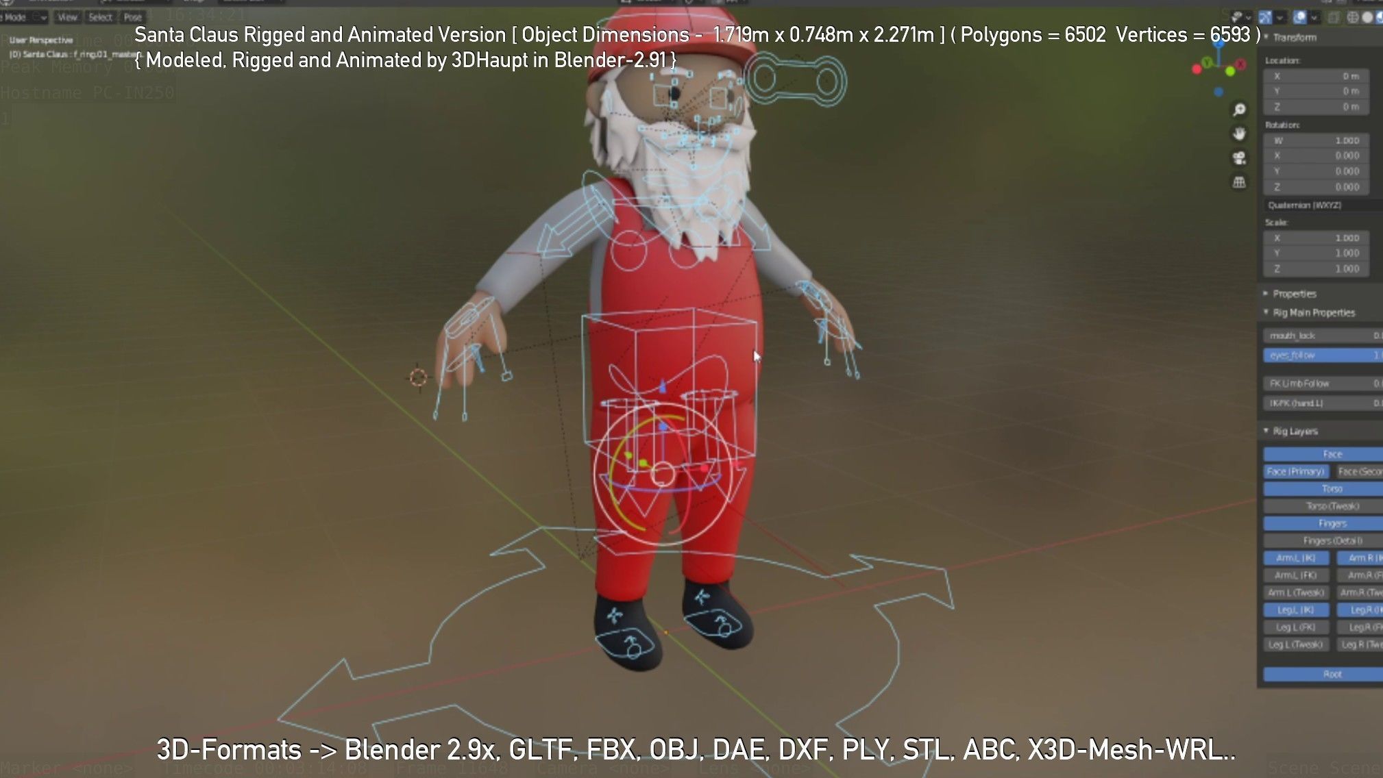 Rigged Santa Claus Low-poly 3D model_90