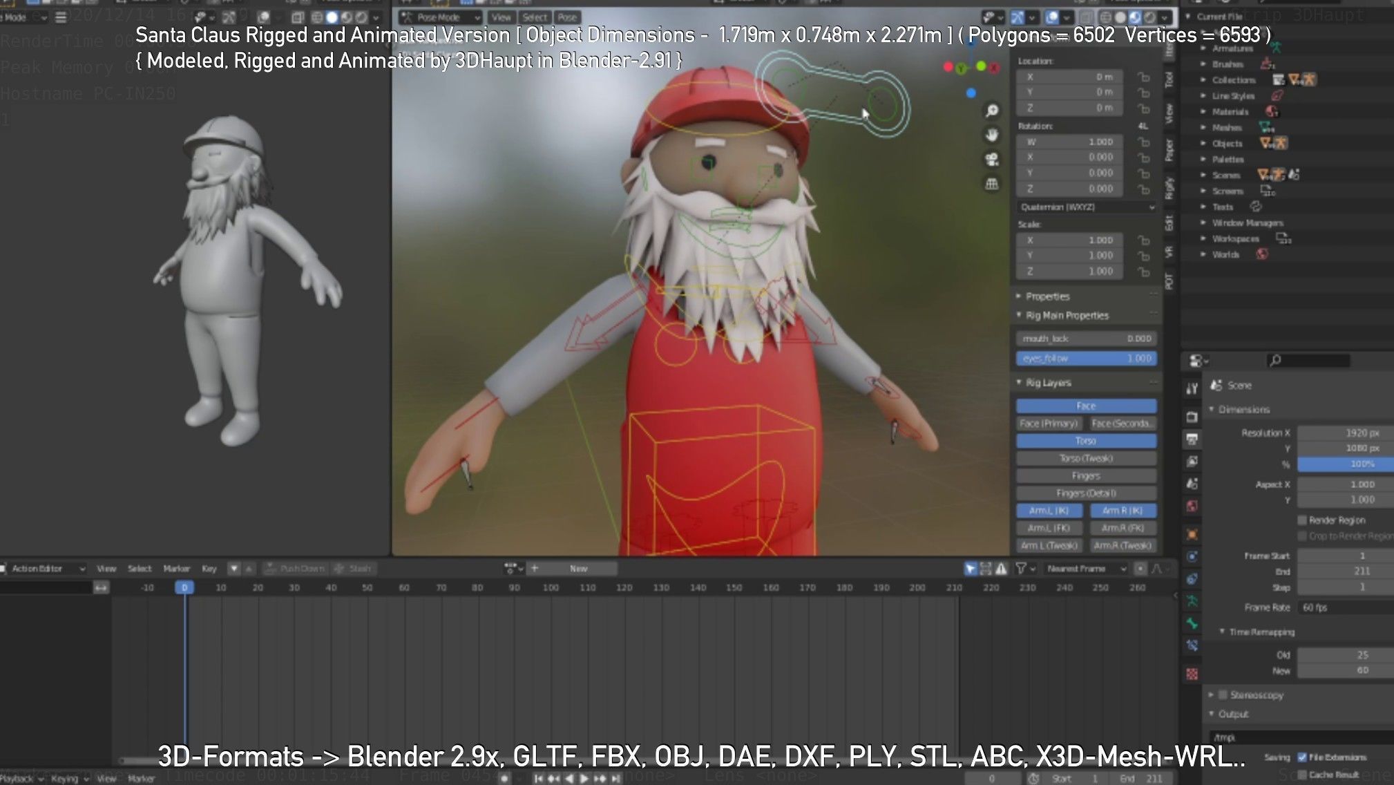 Rigged Santa Claus Low-poly 3D model_83