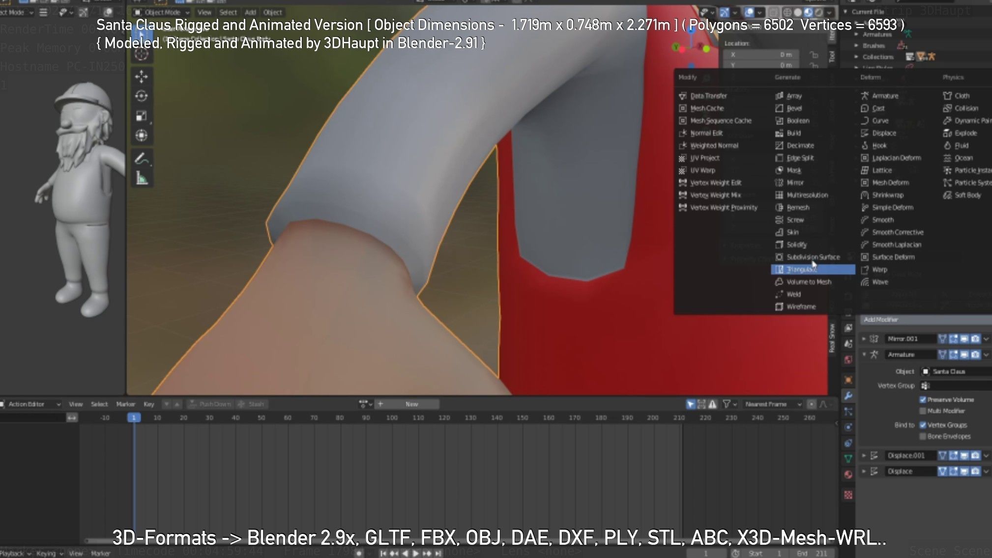 Rigged Santa Claus Low-poly 3D model_137
