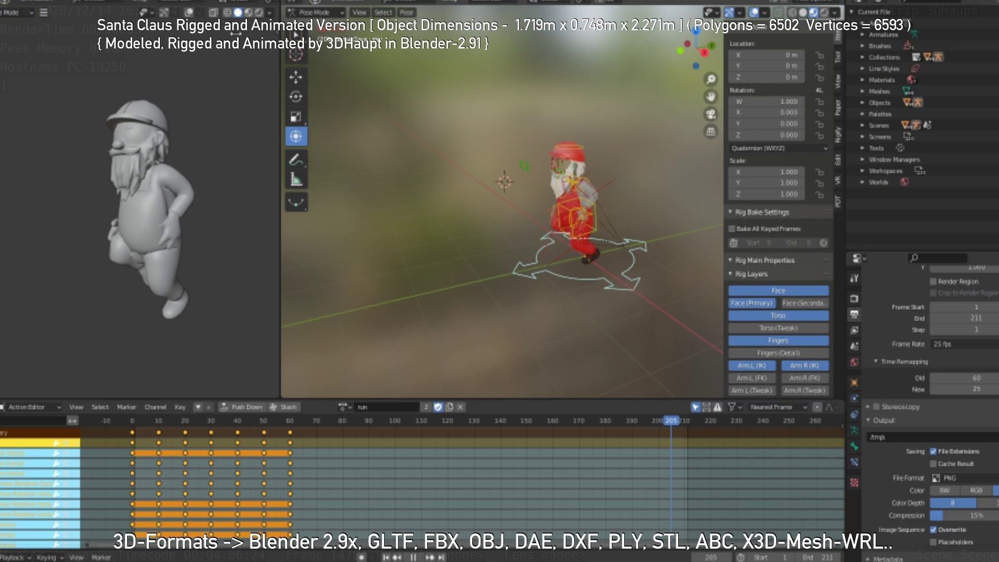 Rigged Santa Claus Low-poly 3D model_61
