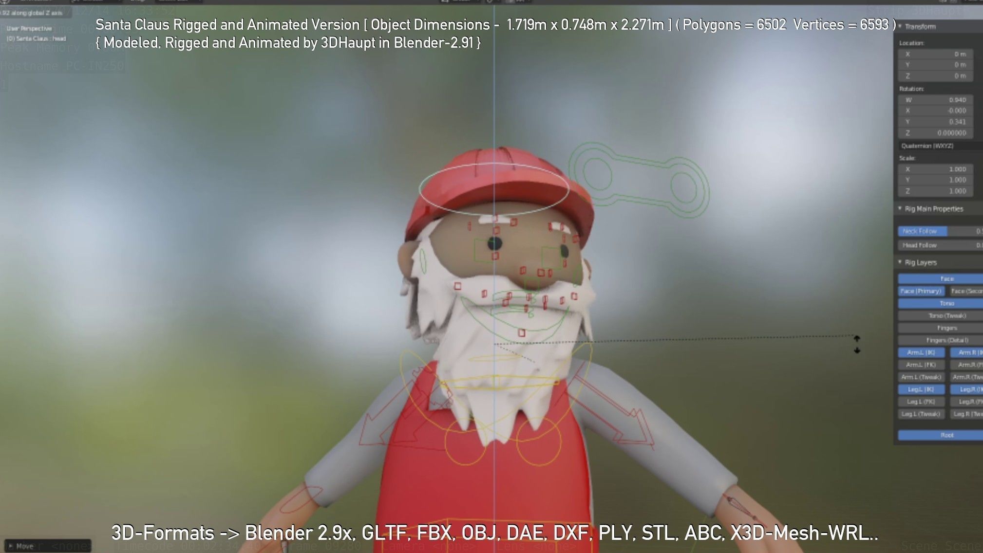 Rigged Santa Claus Low-poly 3D model_86