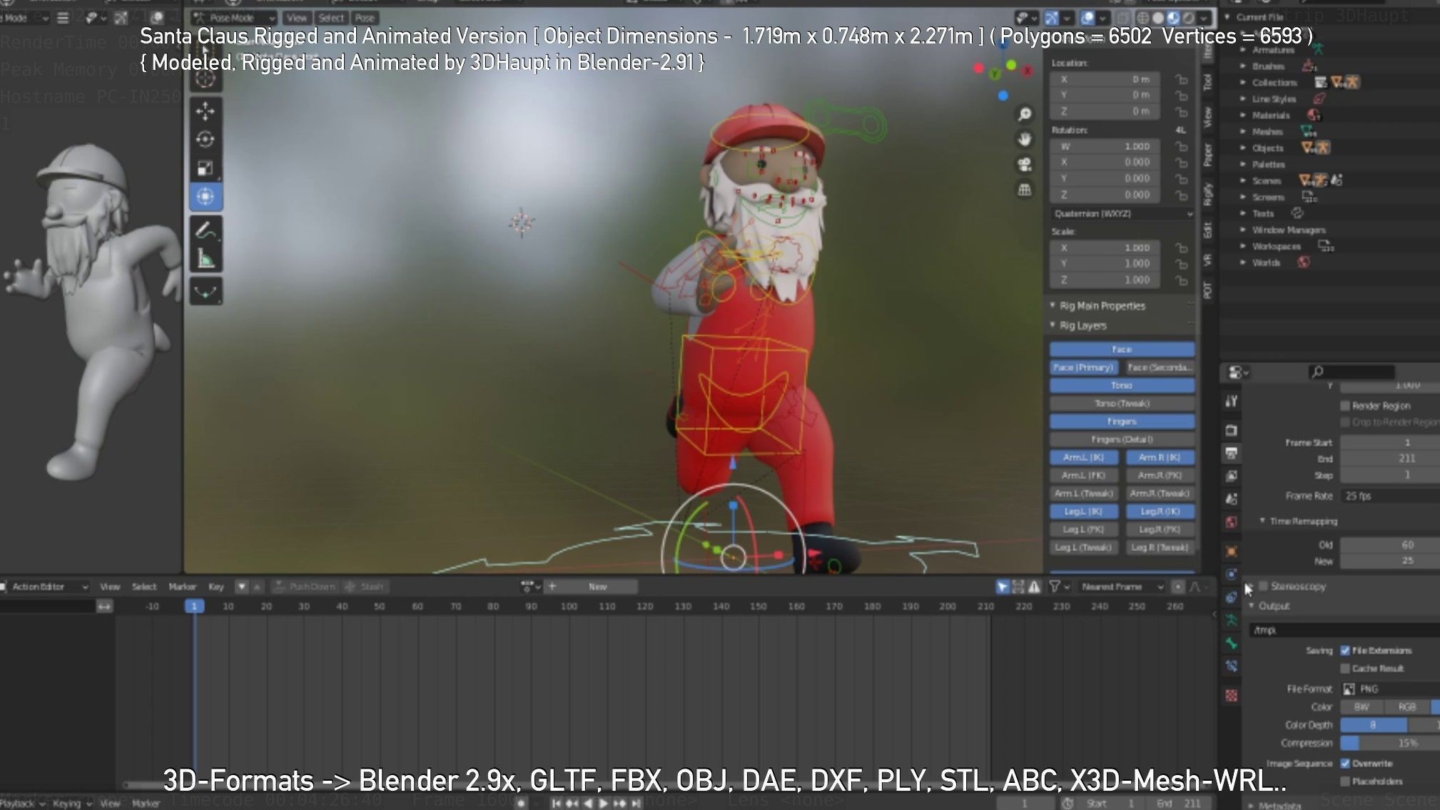 Rigged Santa Claus Low-poly 3D model_19