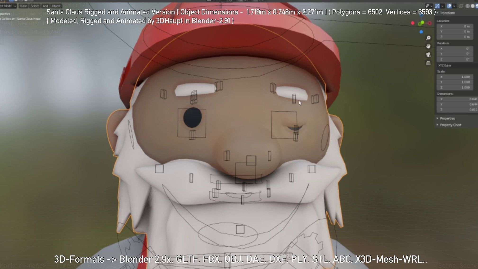 Rigged Santa Claus Low-poly 3D model_36