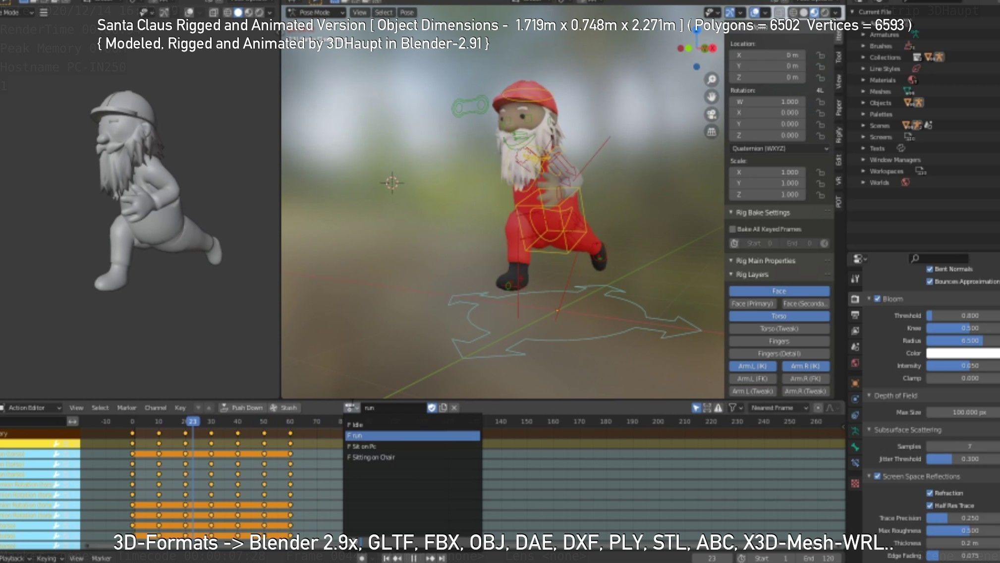 Rigged Santa Claus Low-poly 3D model_77