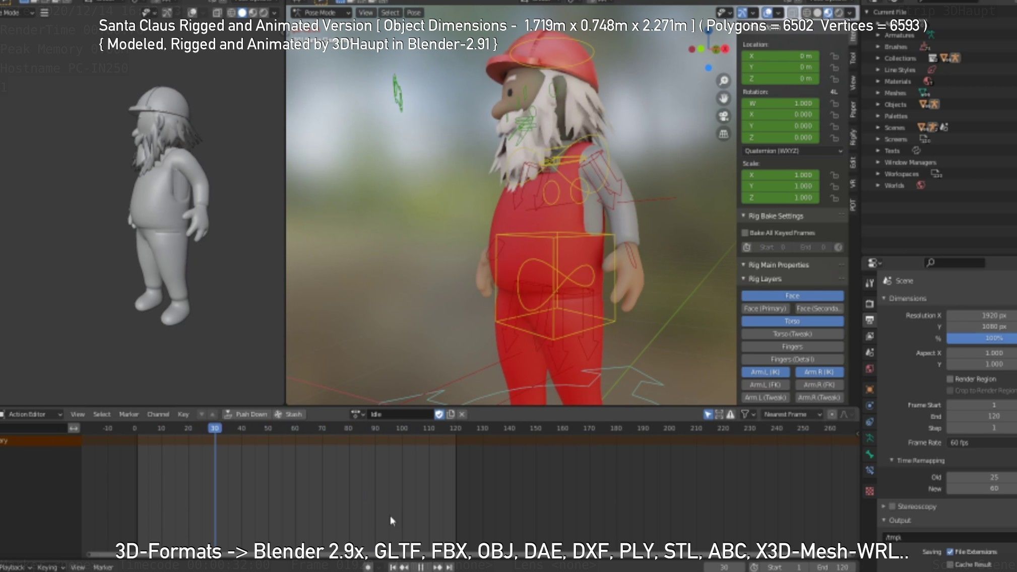 Rigged Santa Claus Low-poly 3D model_43