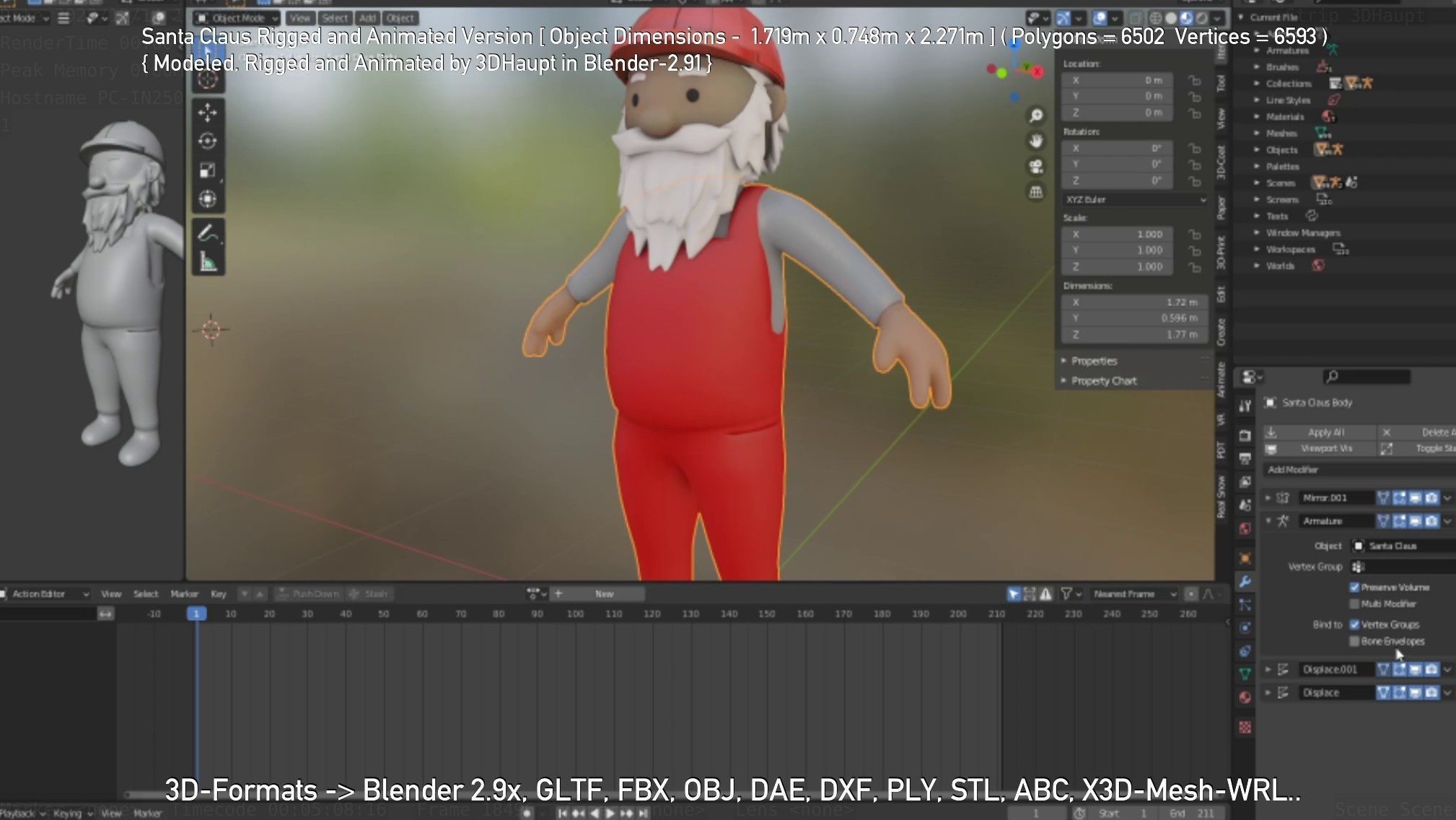 Rigged Santa Claus Low-poly 3D model_72