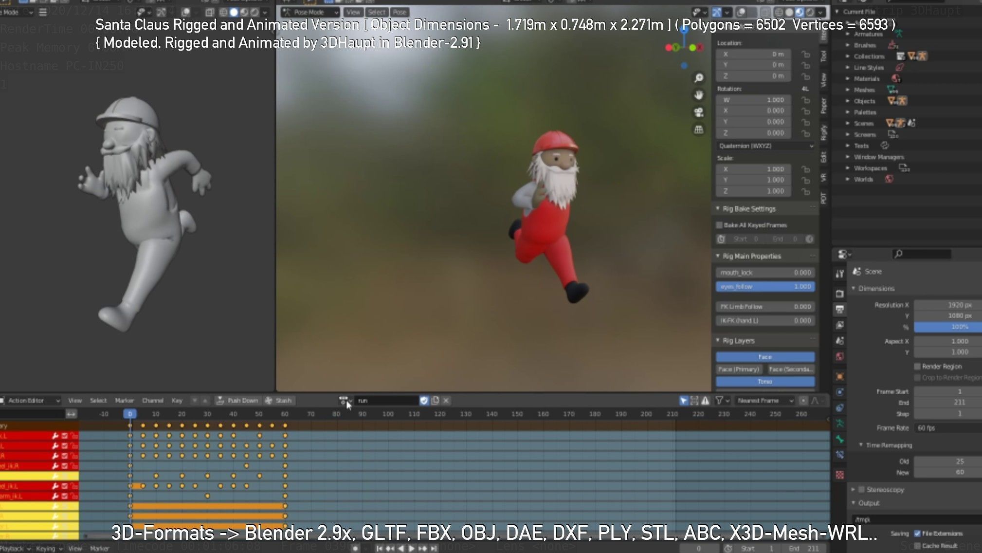 Rigged Santa Claus Low-poly 3D model_27