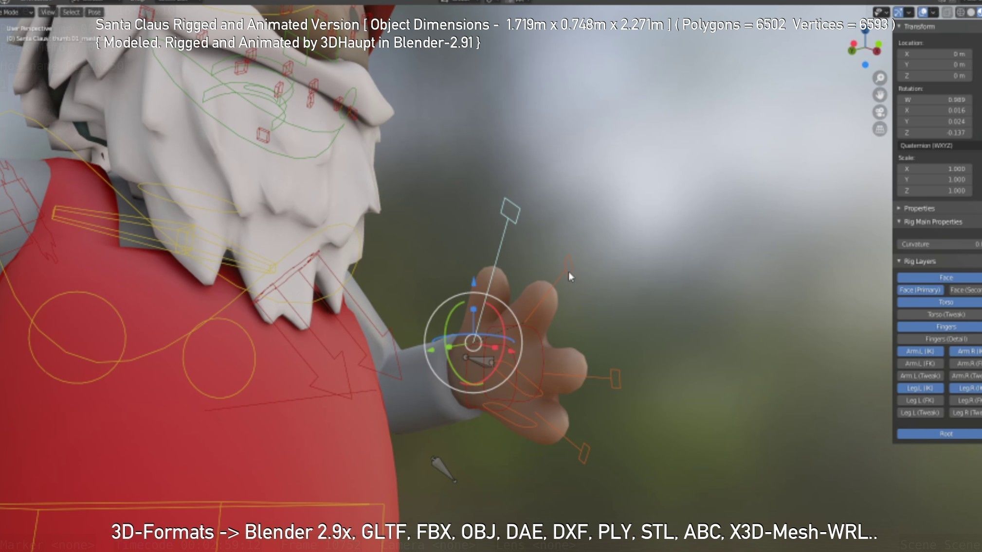 Rigged Santa Claus Low-poly 3D model_88