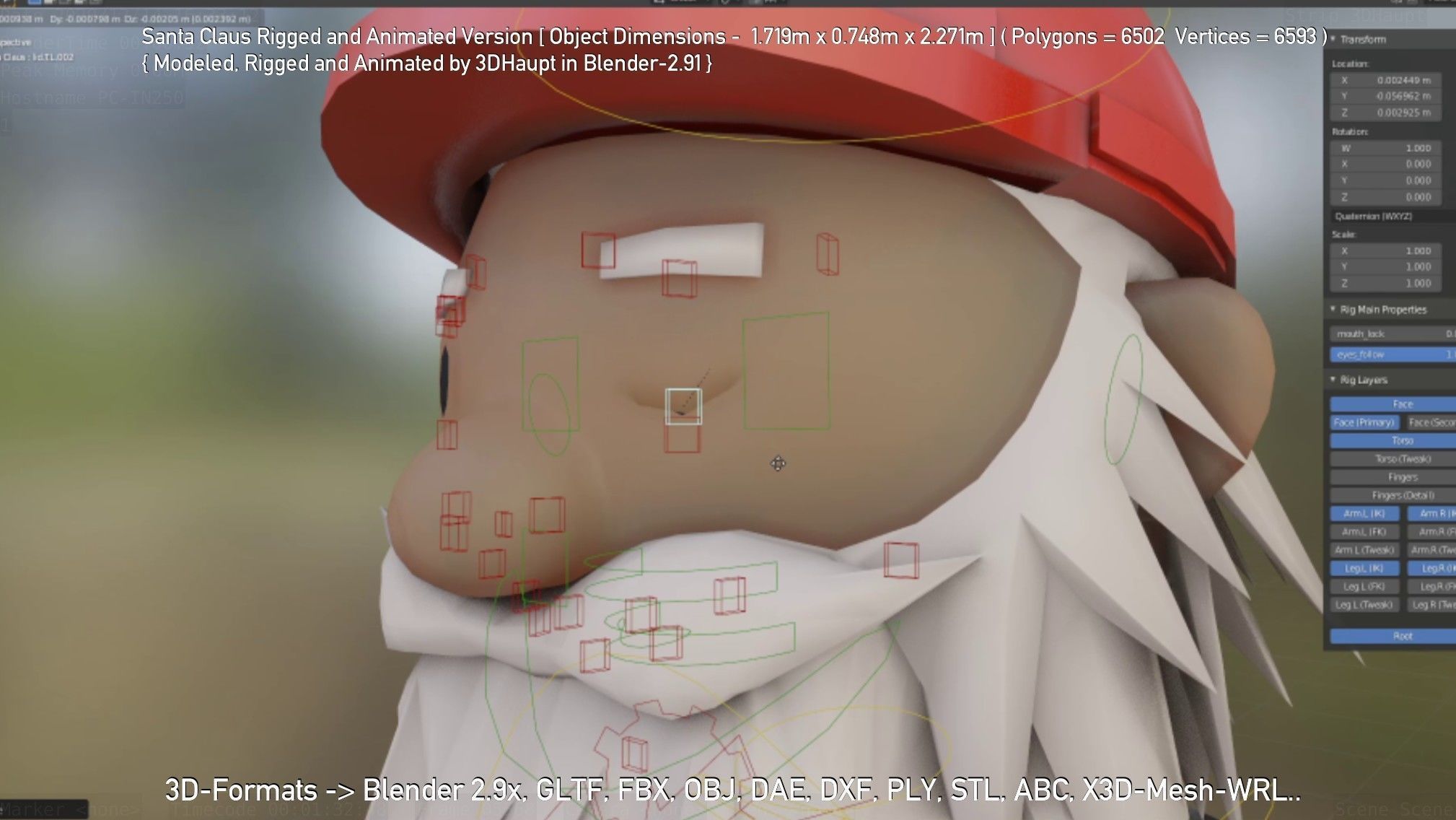 Rigged Santa Claus Low-poly 3D model_34