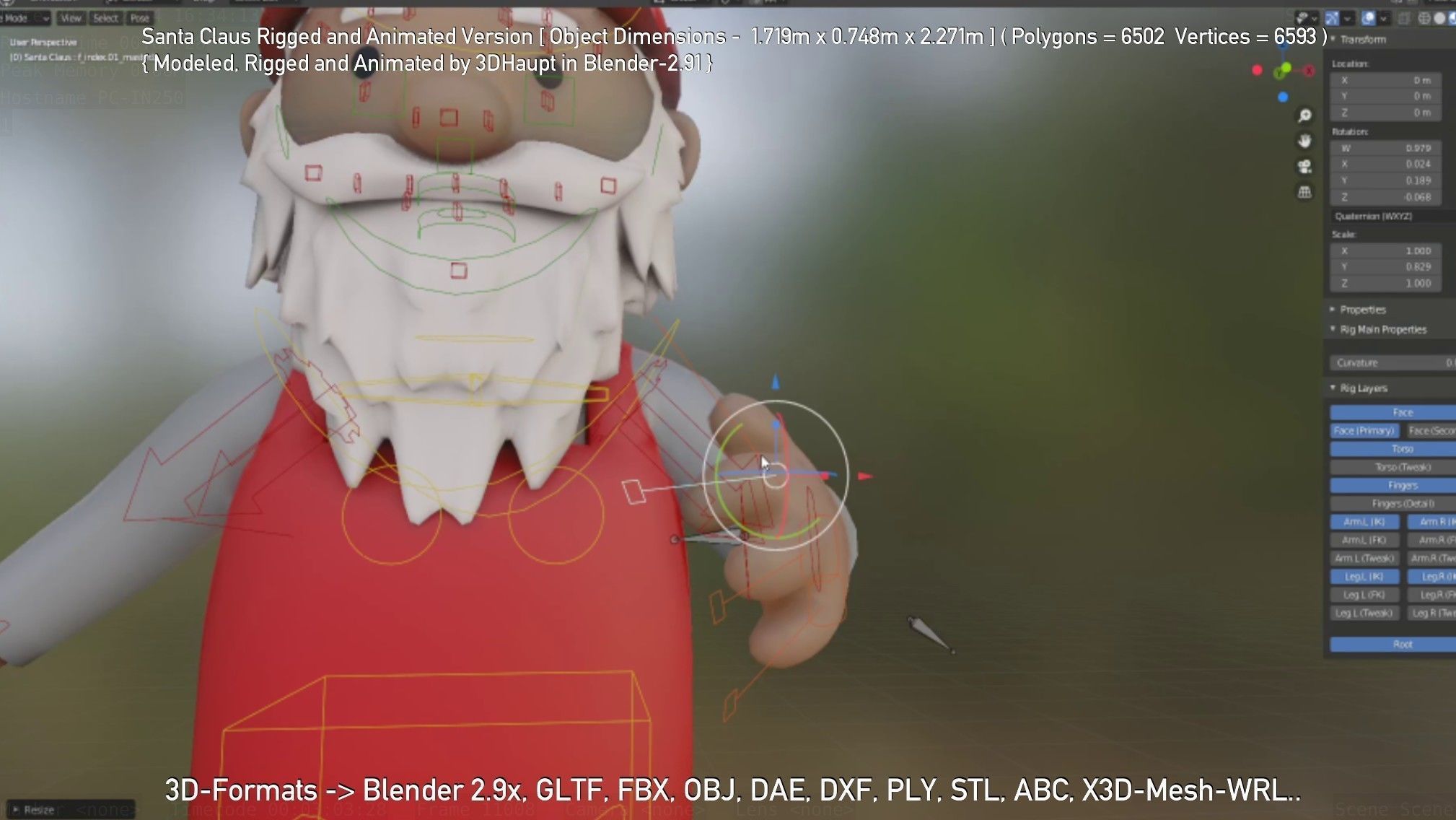 Rigged Santa Claus Low-poly 3D model_49