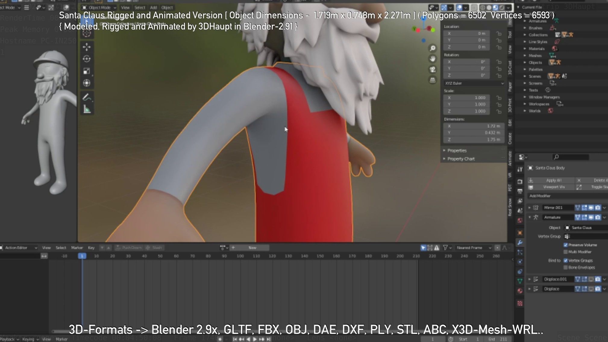Rigged Santa Claus Low-poly 3D model_102