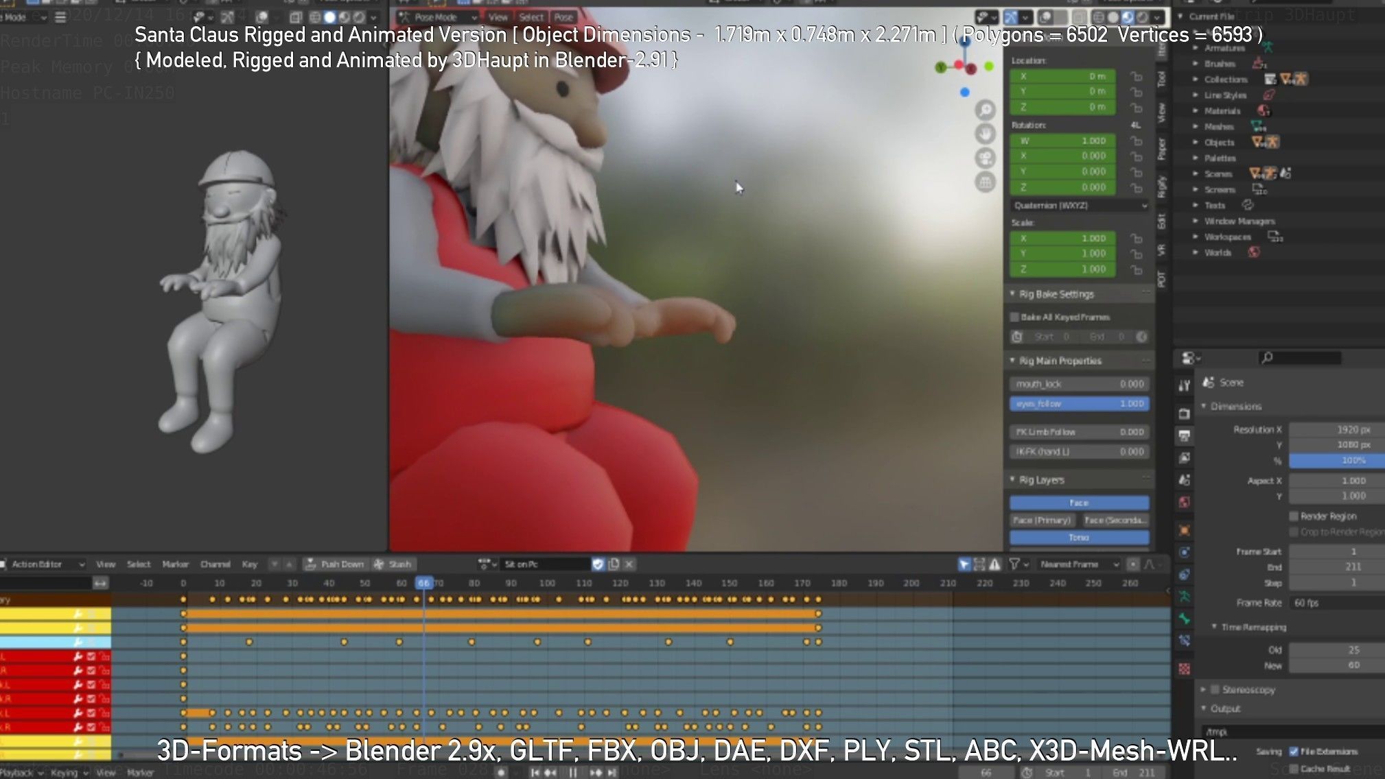 Rigged Santa Claus Low-poly 3D model_21