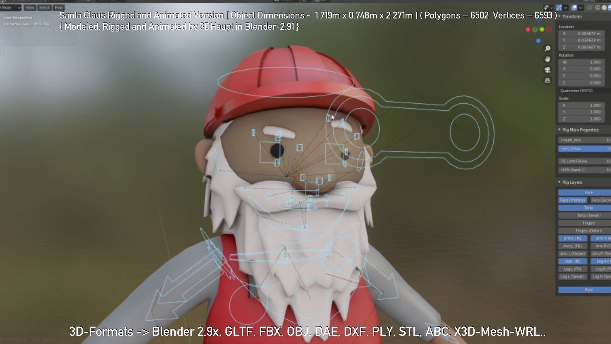 Rigged Santa Claus Low-poly 3D model_44